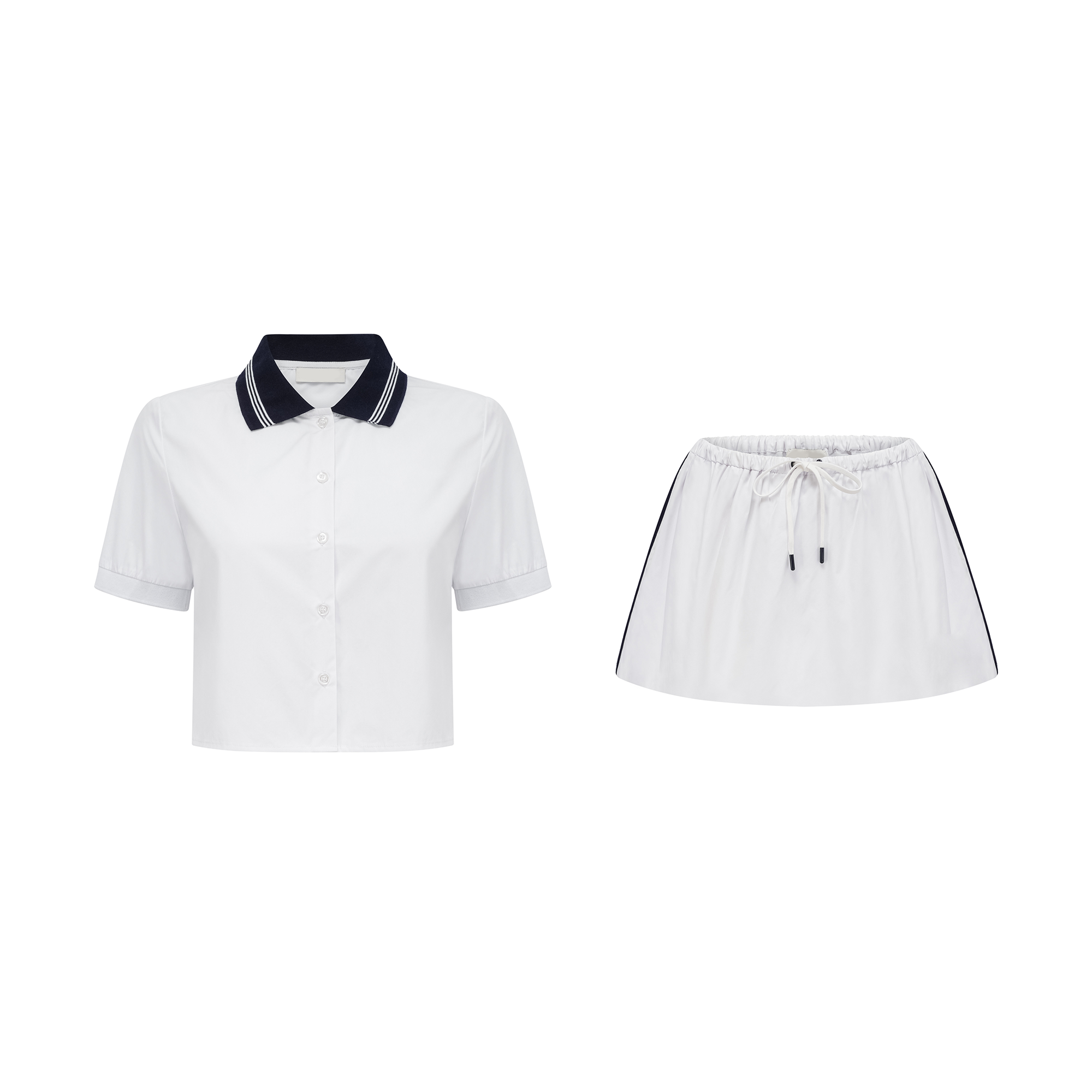 Sandrine color-block shirt & skirt matching set (Final Sale)