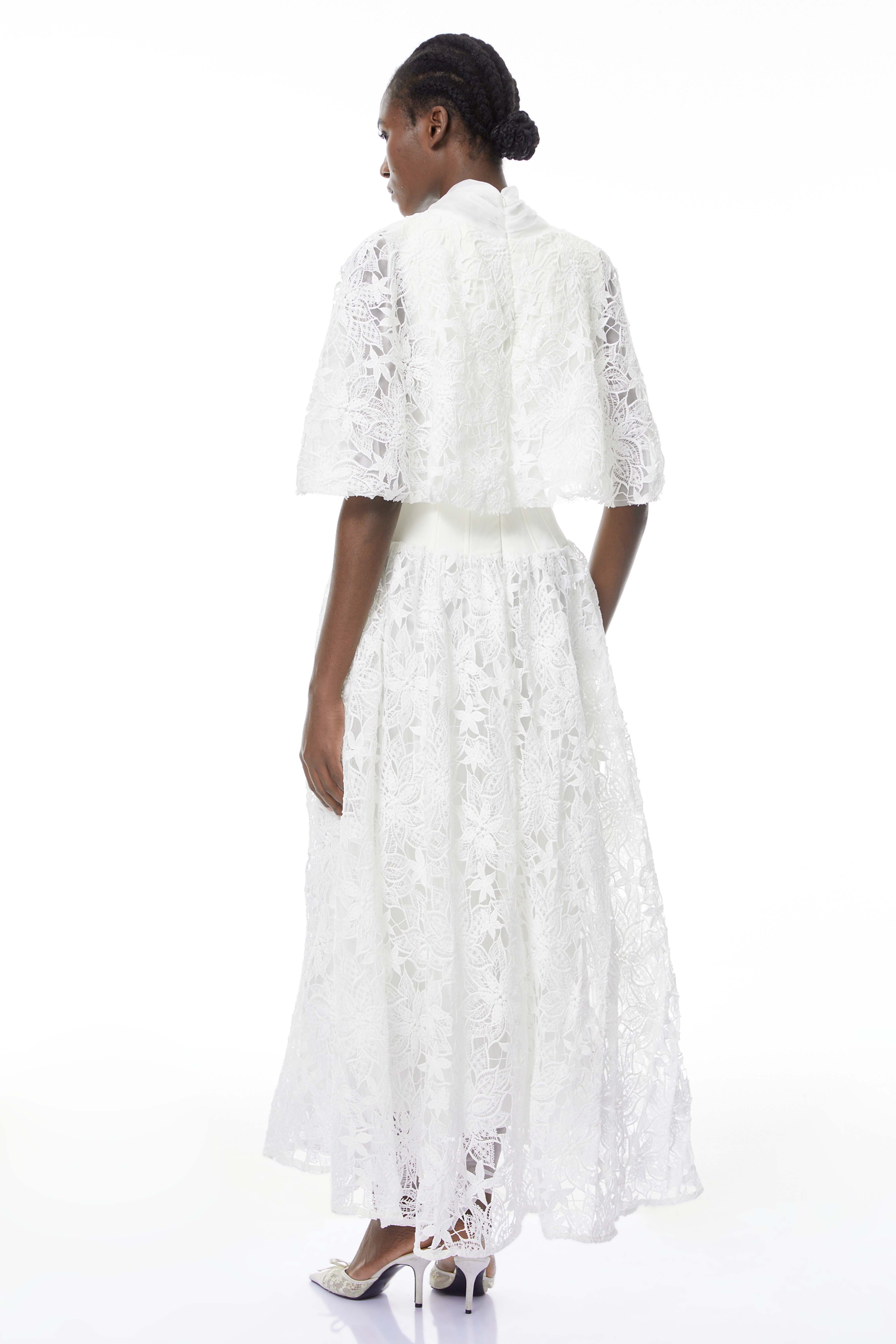 Sissel White Floral Lace Maxi Dress with Self-Tie (Final Sale-US Only)