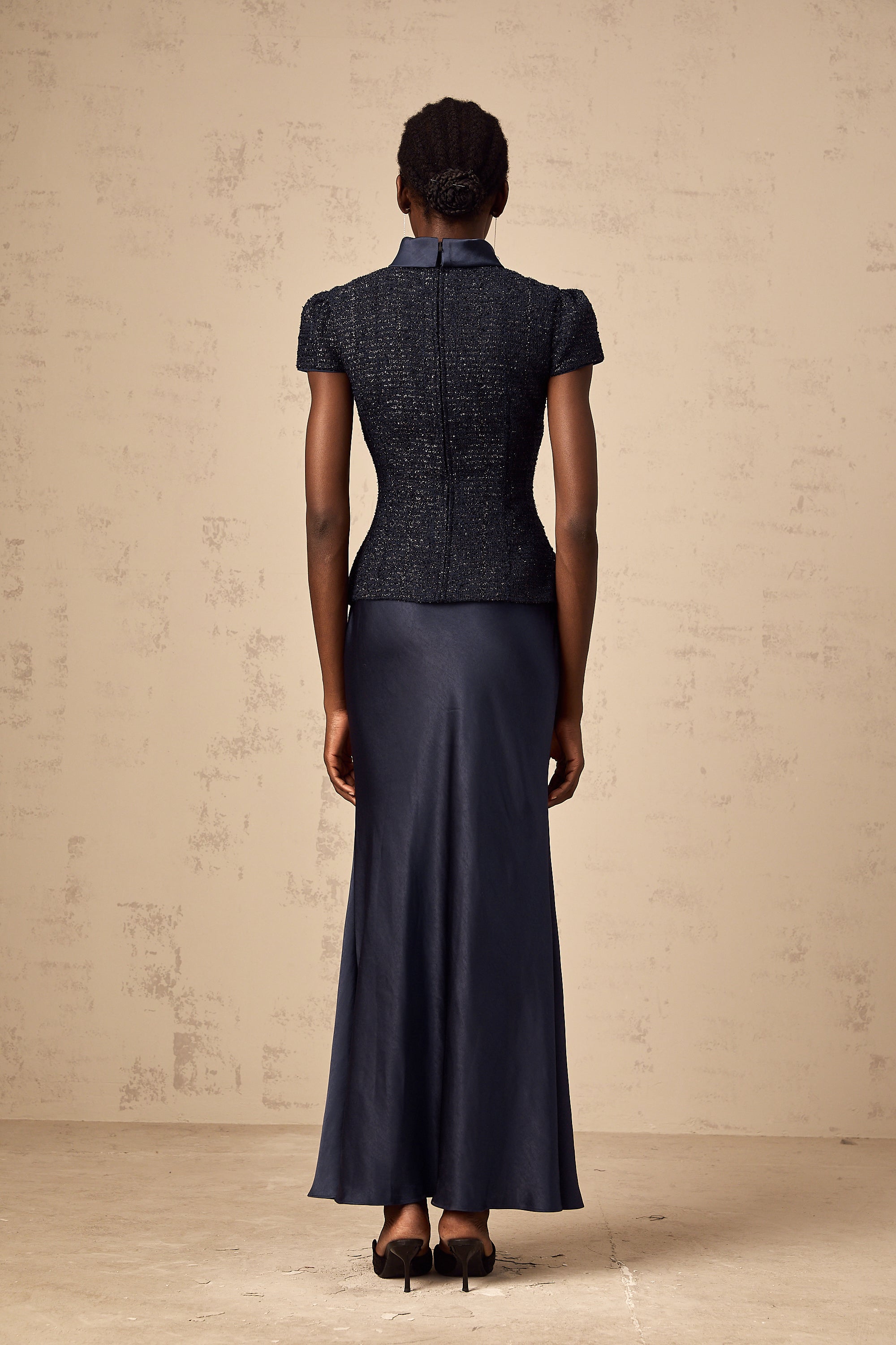 Formal Blue Panelled Maxi Dress