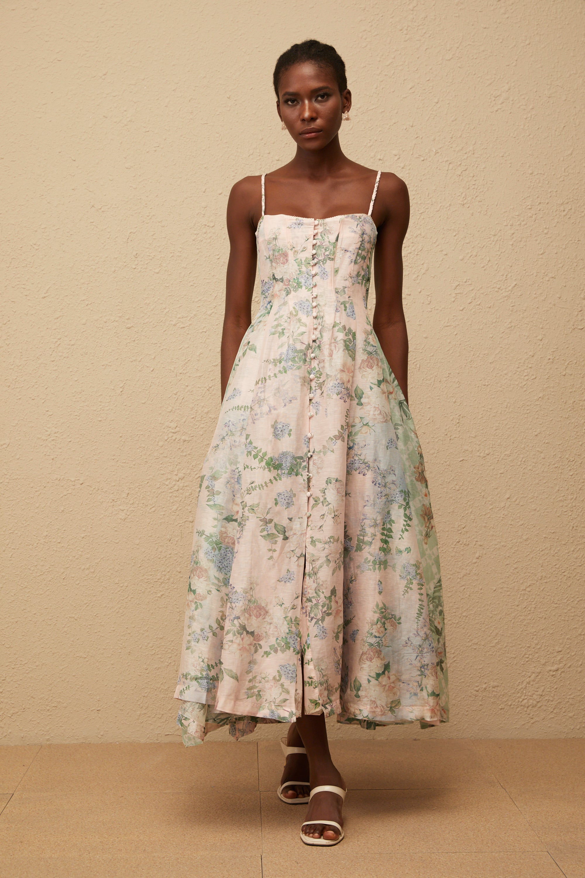 Aurore Pink Floral Print Maxi Dress
