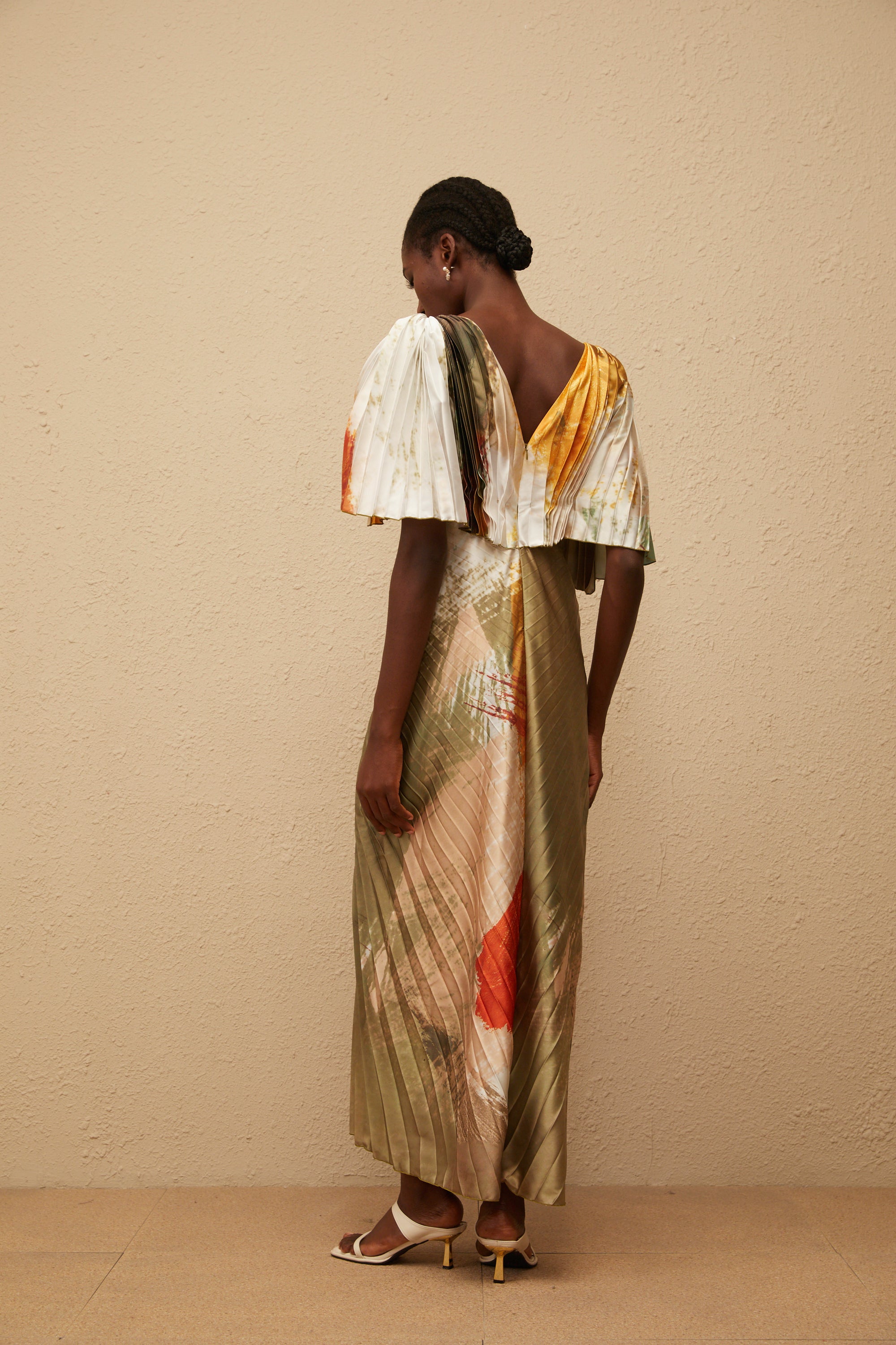 Robe longue en satin « Smudged Graffiti » de Giulia Green (Vente définitive)