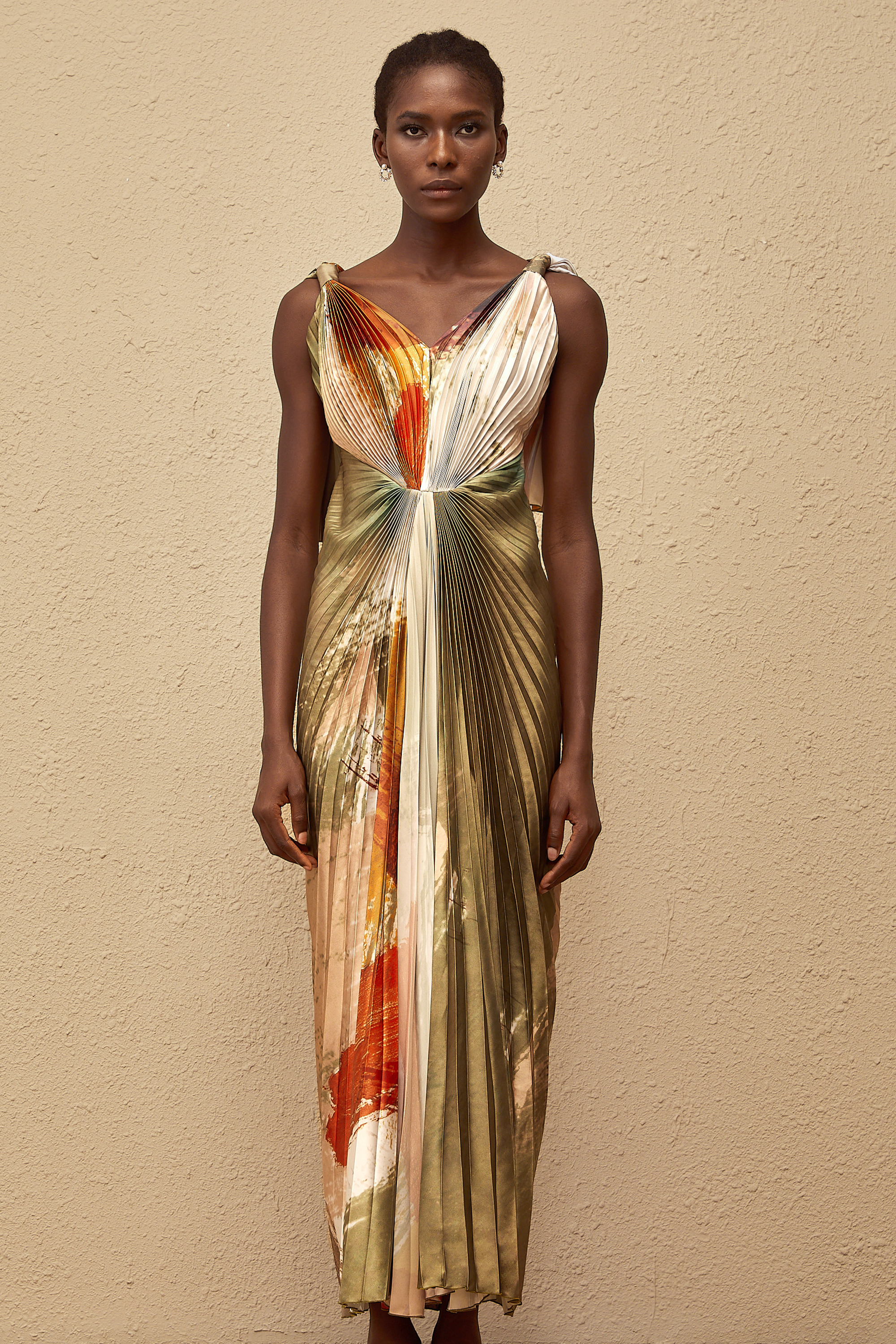 Robe longue en satin « Smudged Graffiti » de Giulia Green (Vente définitive)