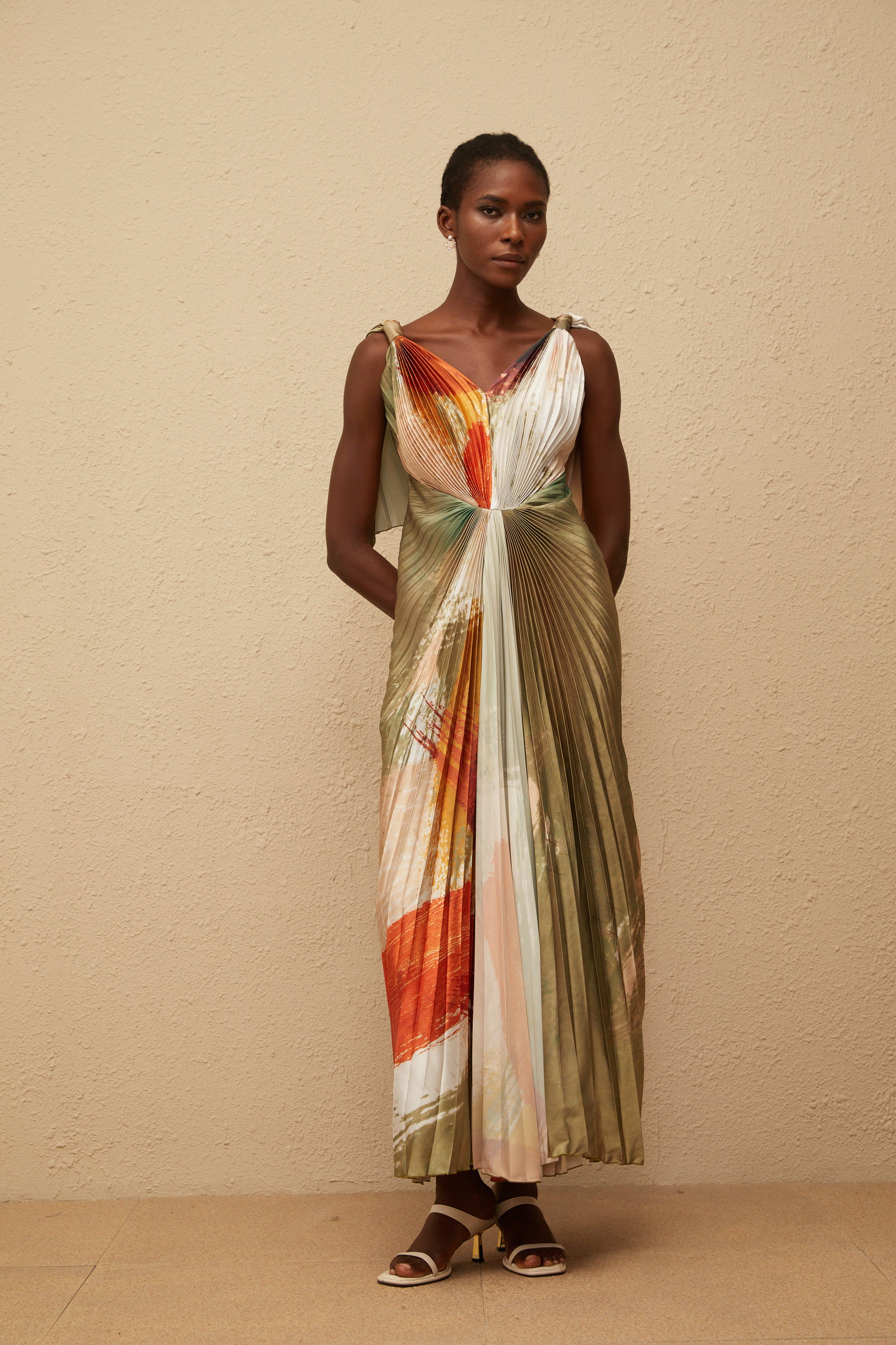 Robe longue en satin « Smudged Graffiti » de Giulia Green (Vente définitive)