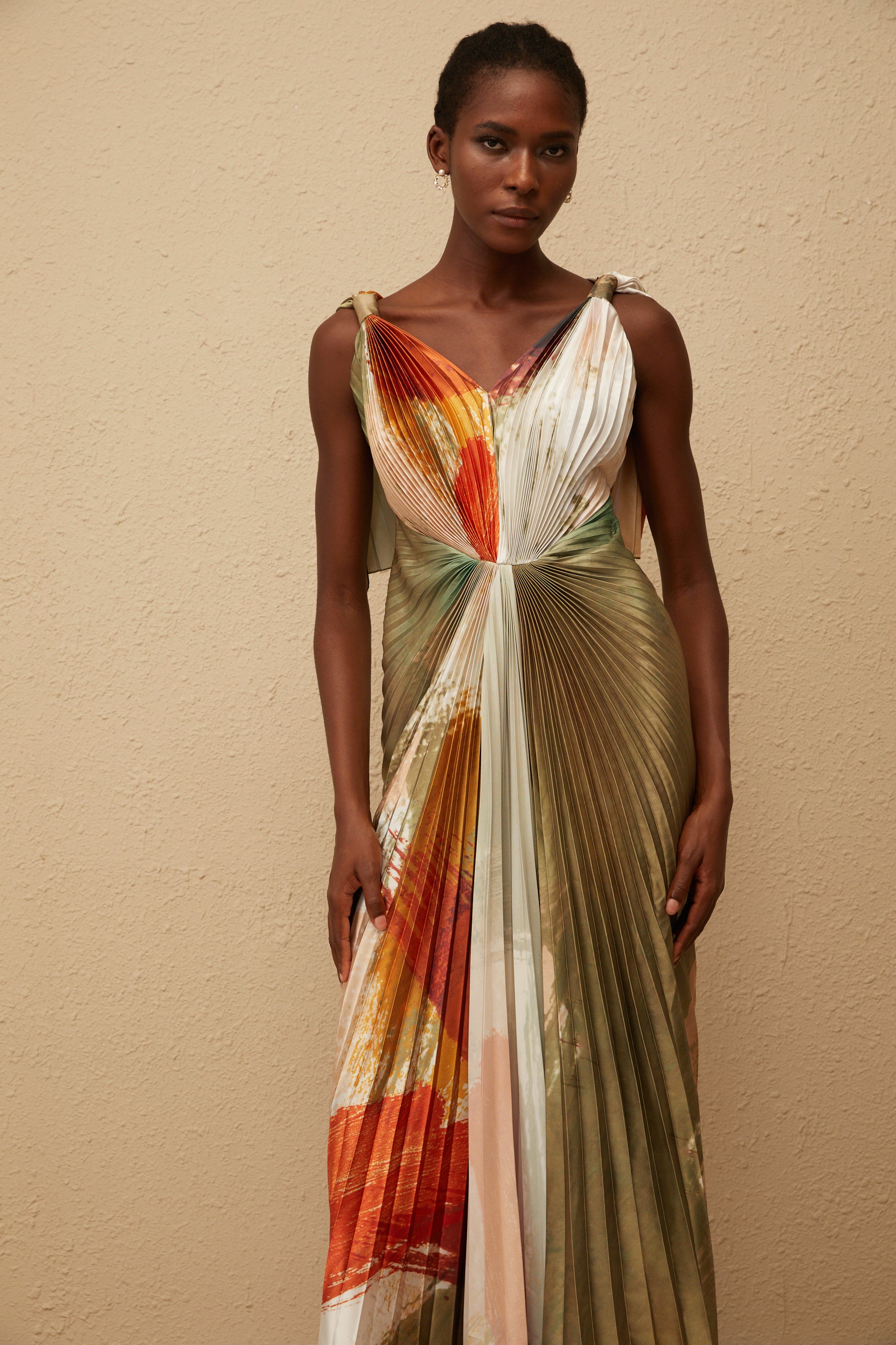 Robe longue en satin « Smudged Graffiti » de Giulia Green (Vente définitive)