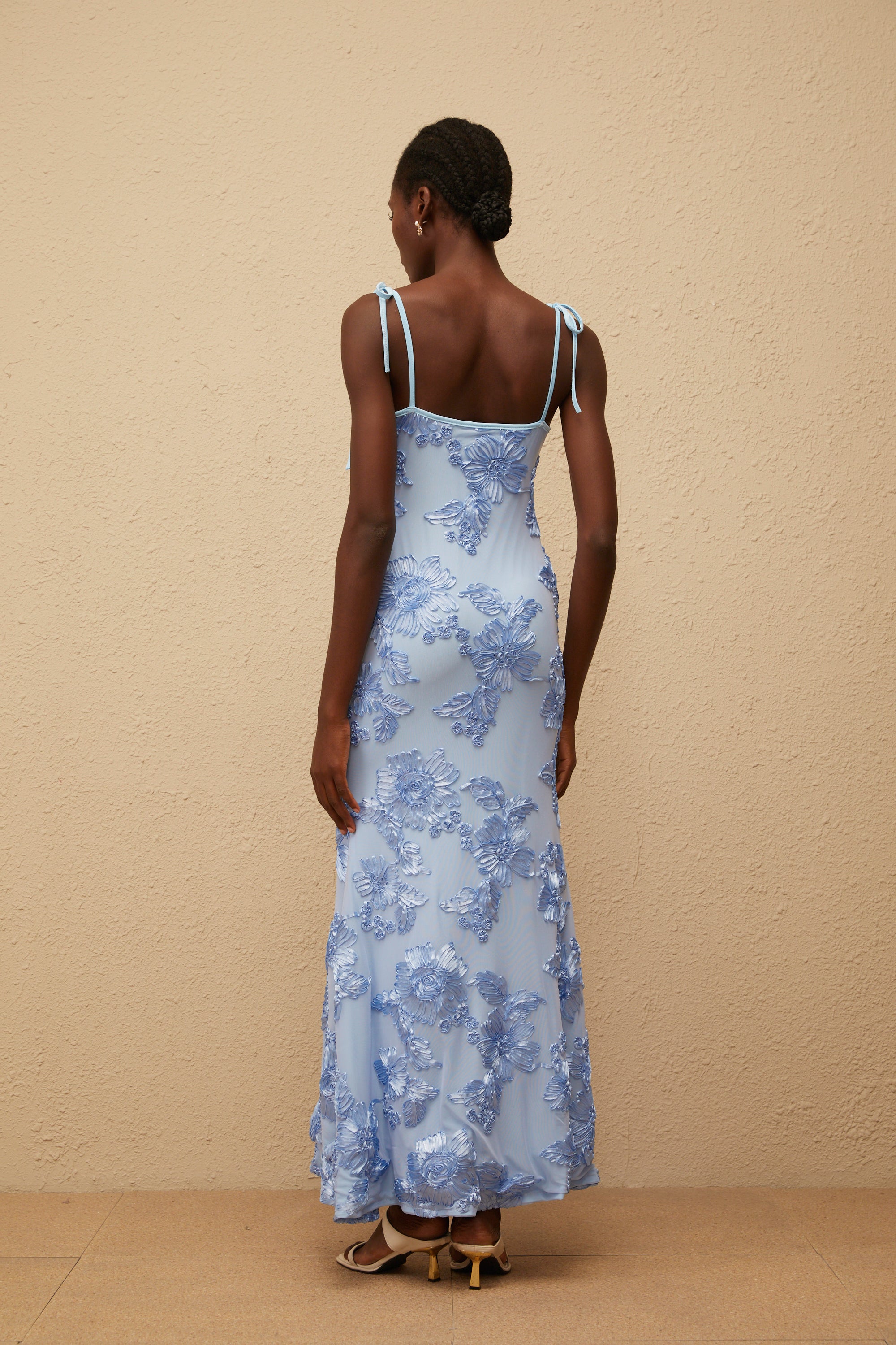 Énigme Blue Jacquard Floral Maxi Dress (Final Sale-US Only)