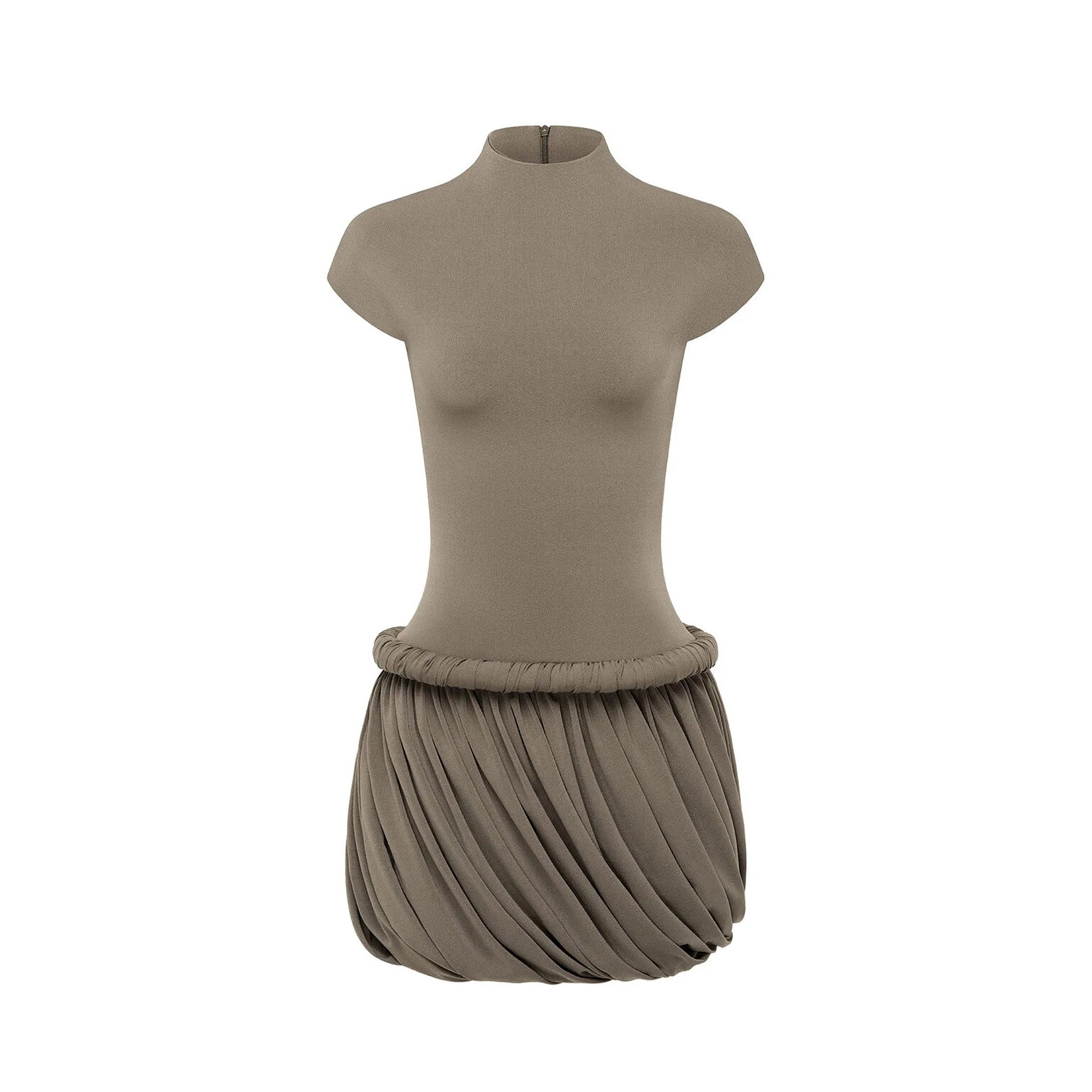 Fleur Grey Ruched Bubble Hem Mini Dress (Final Sale)