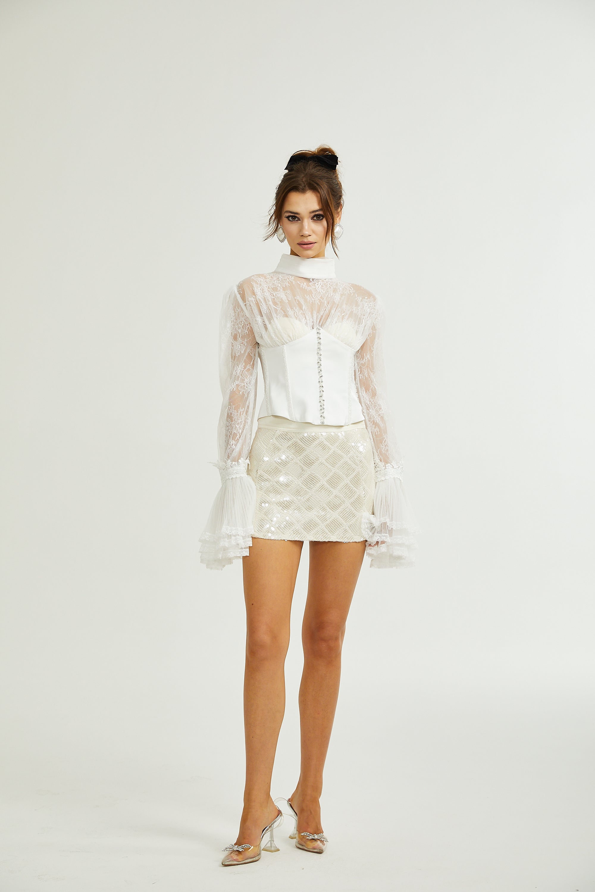 Ellica semi-sheer cropped top (Final Sale-US Only)