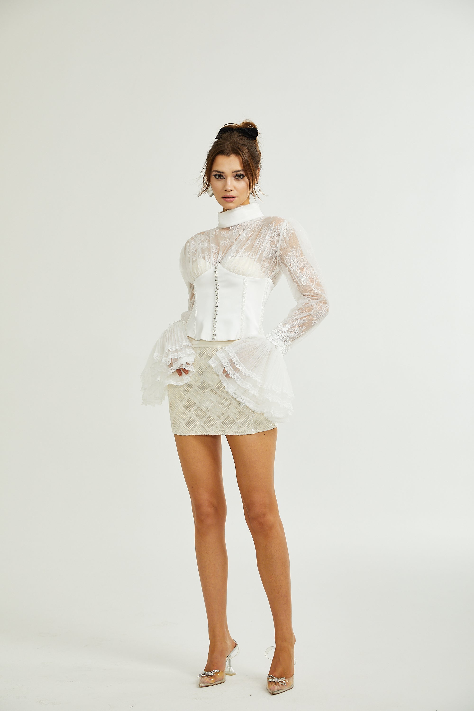 Ellica semi-sheer cropped top (Final Sale-US Only)