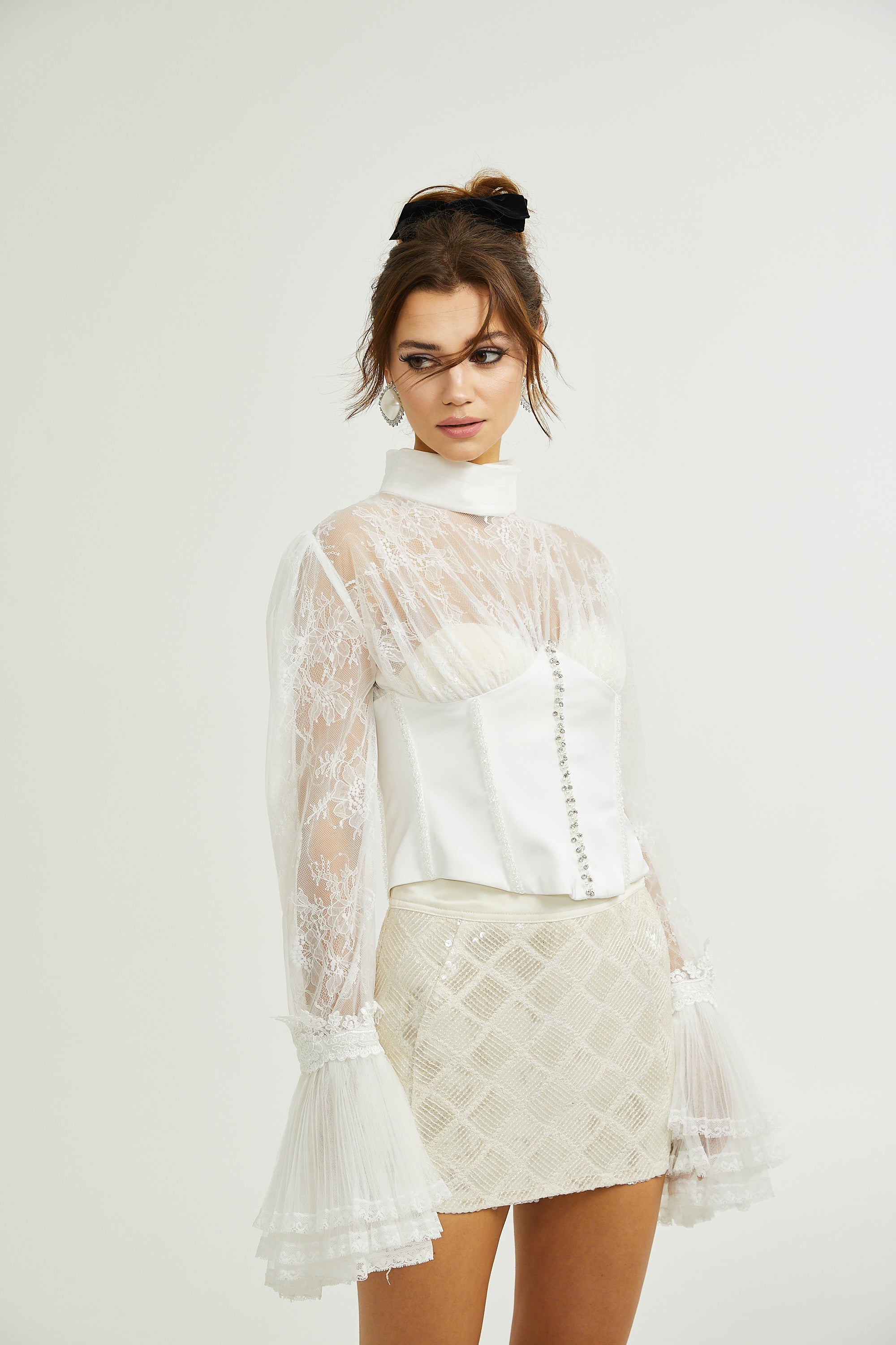 Ellica semi-sheer cropped top (Final Sale-US Only)