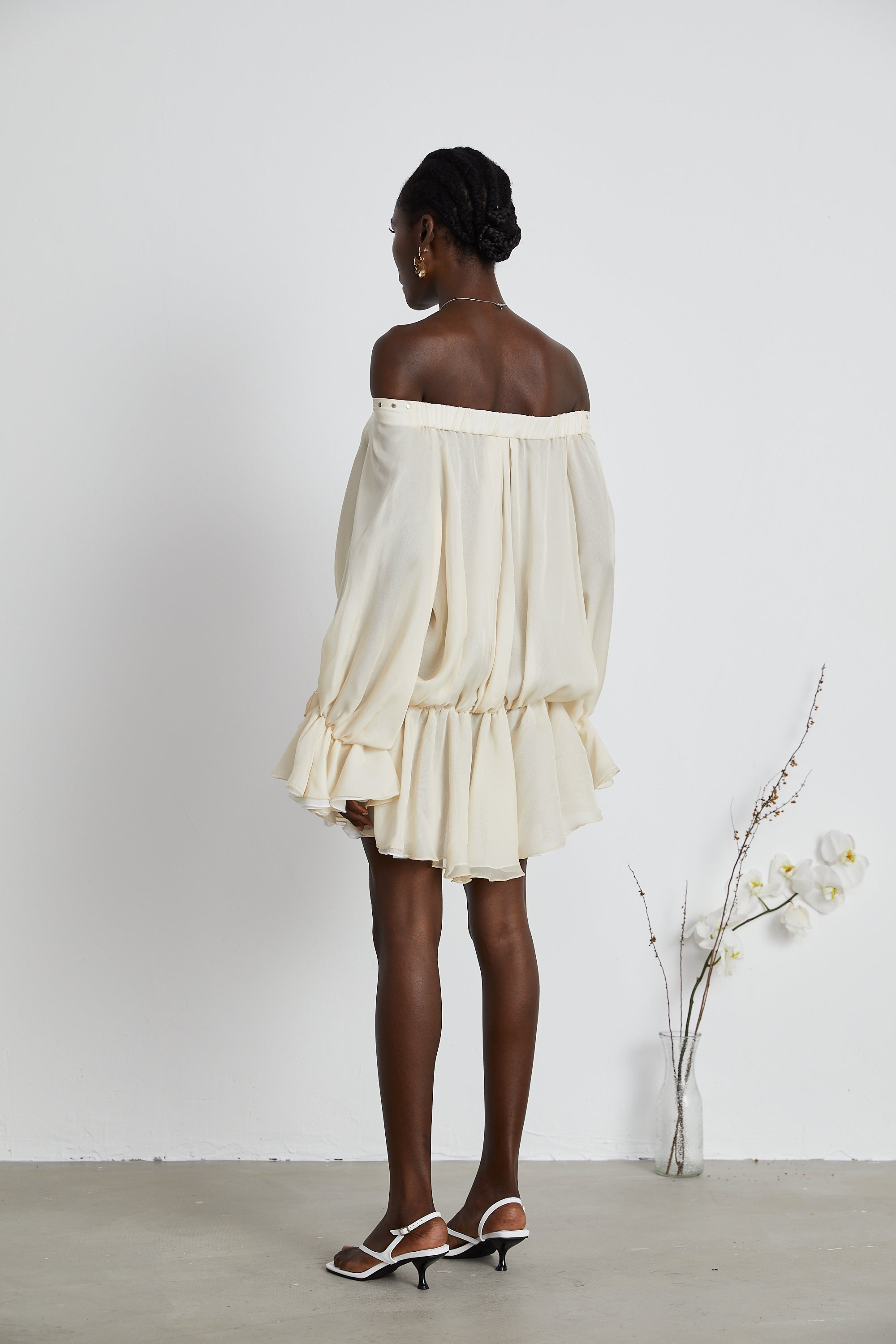Lisette off-shoulder chiffon mini dress (Final Sale)