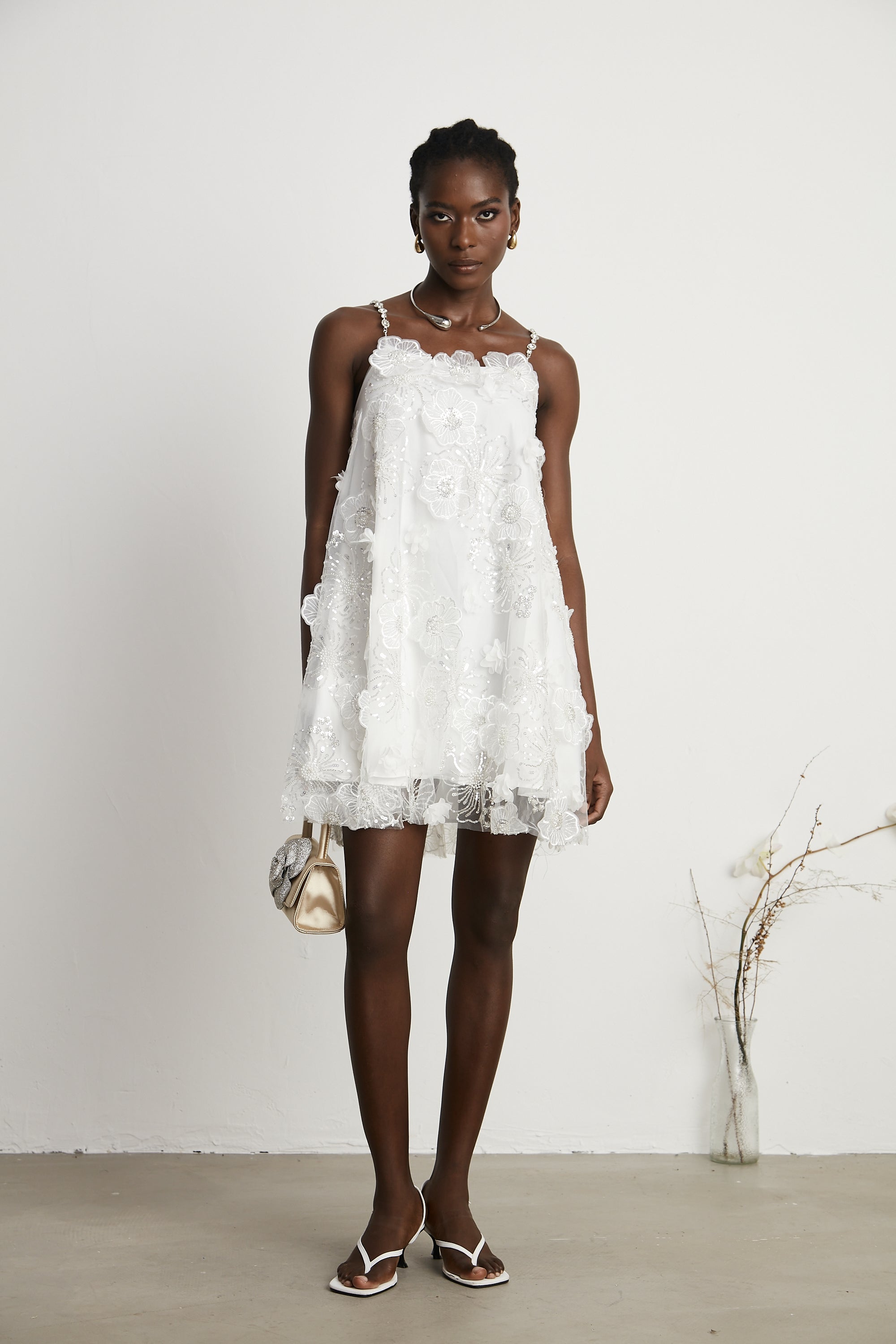 Suzette Crystal-Embellished Floral Mini Dress