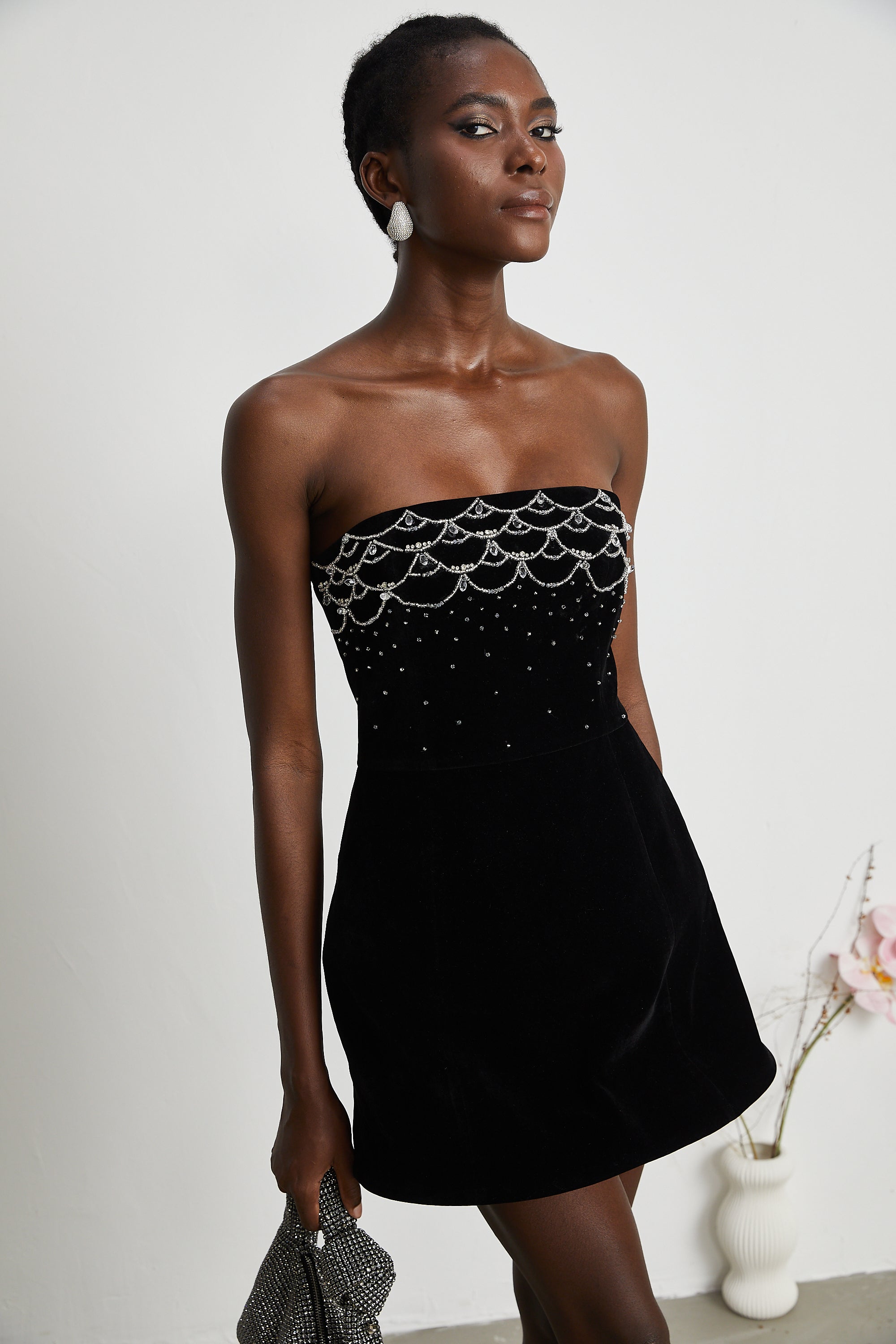 Sandrine crystal-embellished velvet mini dress (Final Sale)