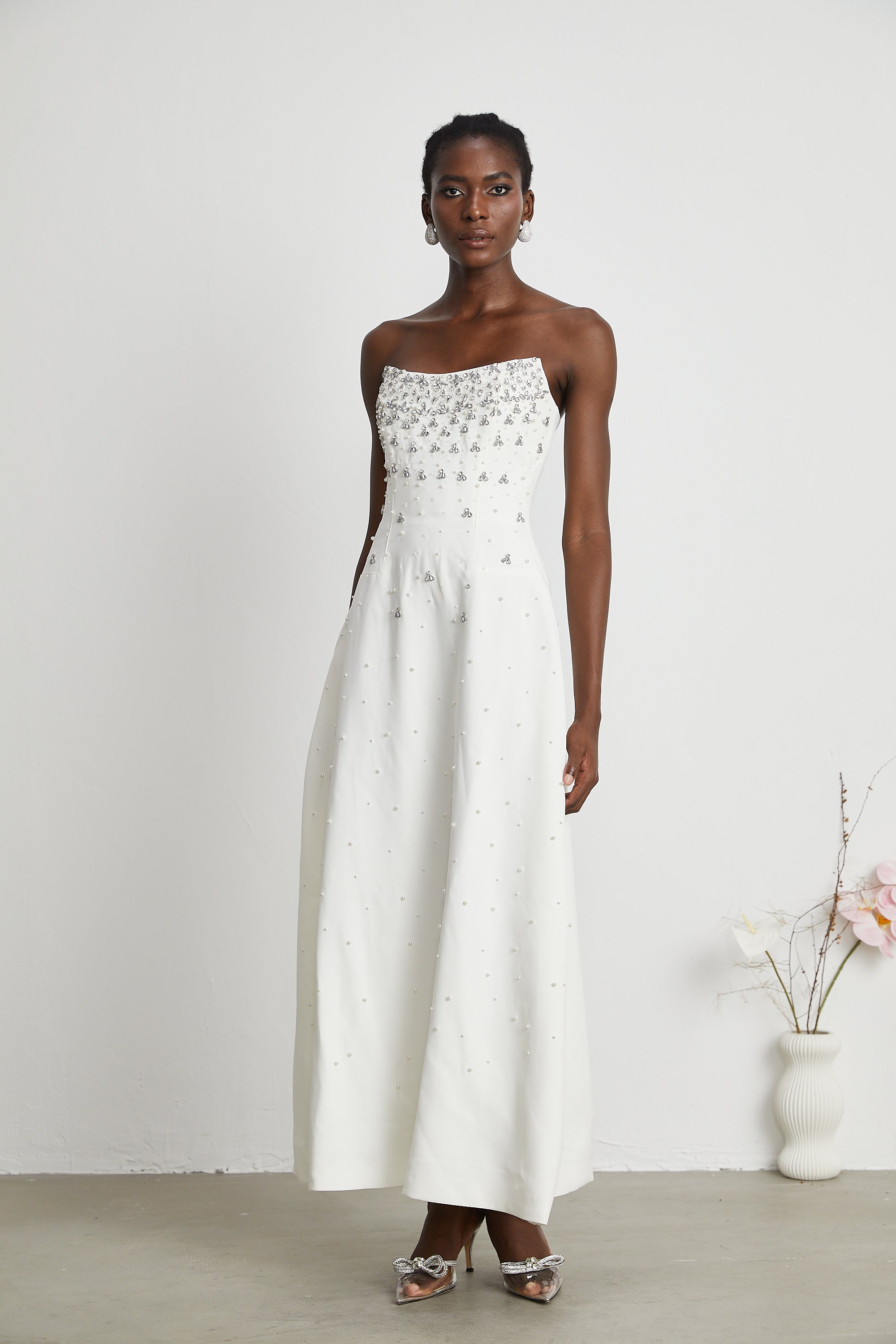 Melisande White Embellished Maxi Dress