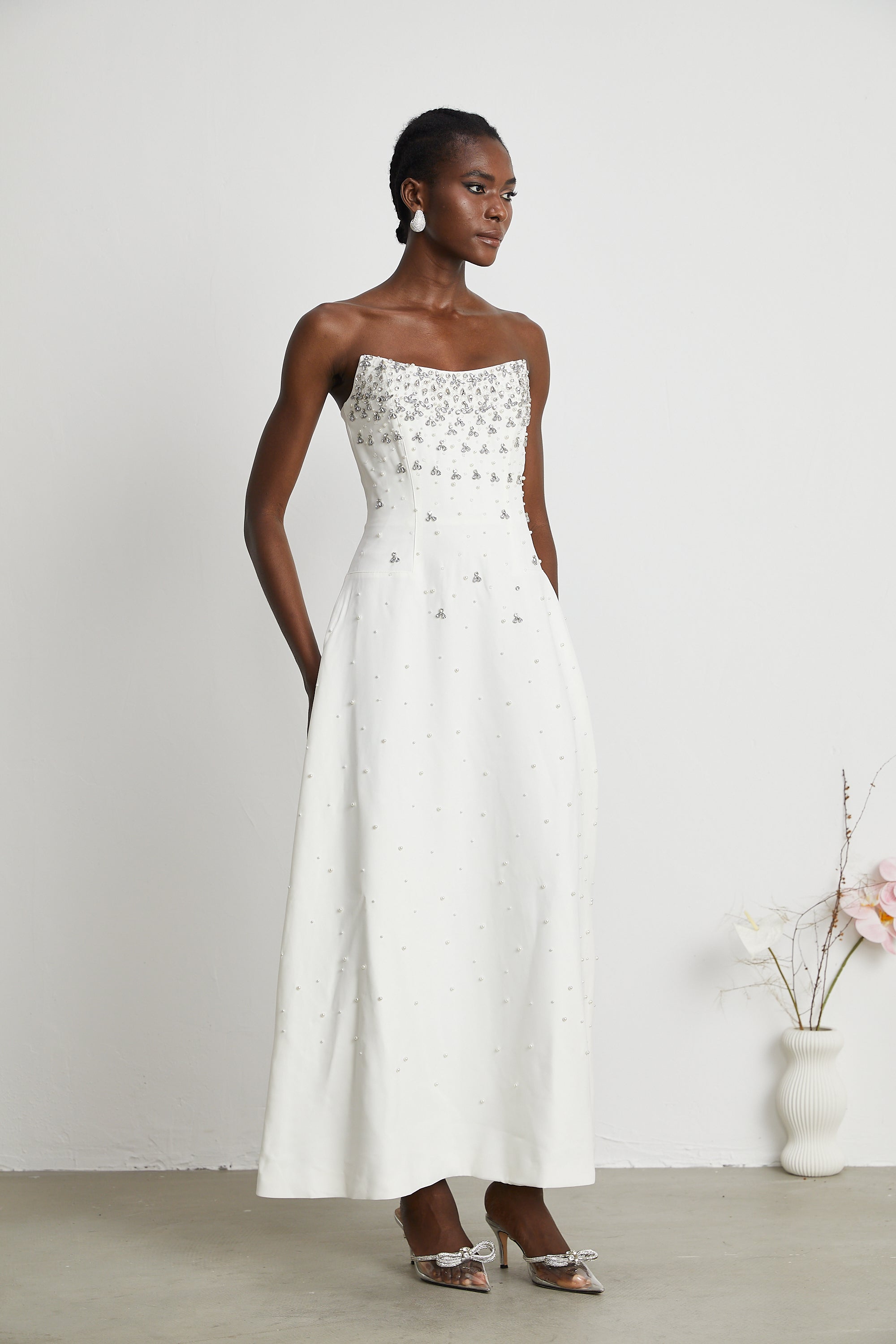 Melisande white embellished maxi dress (Final Sale-US Only)