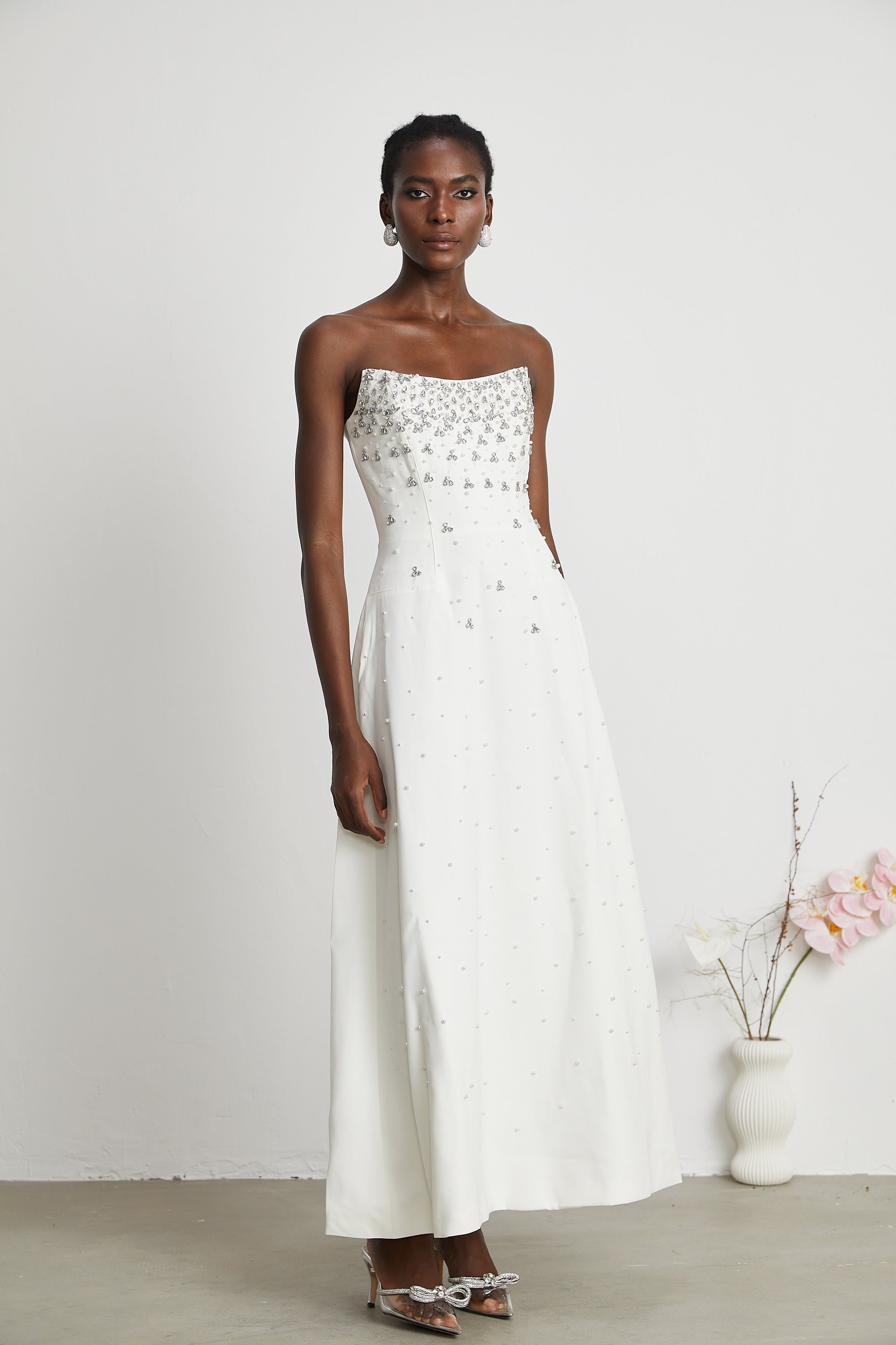 Melisande White Embellished Maxi Dress