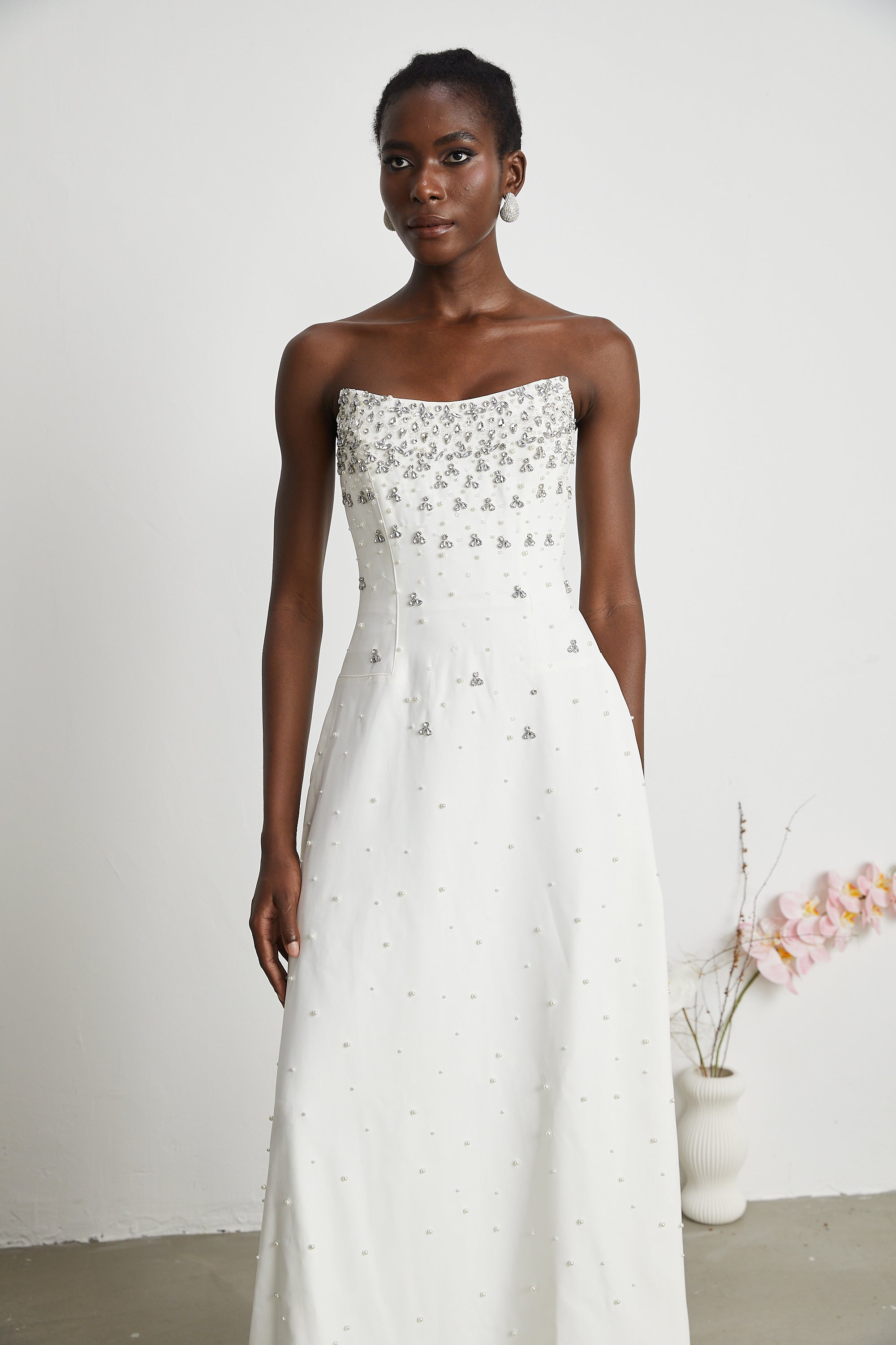 Melisande White Embellished Maxi Dress