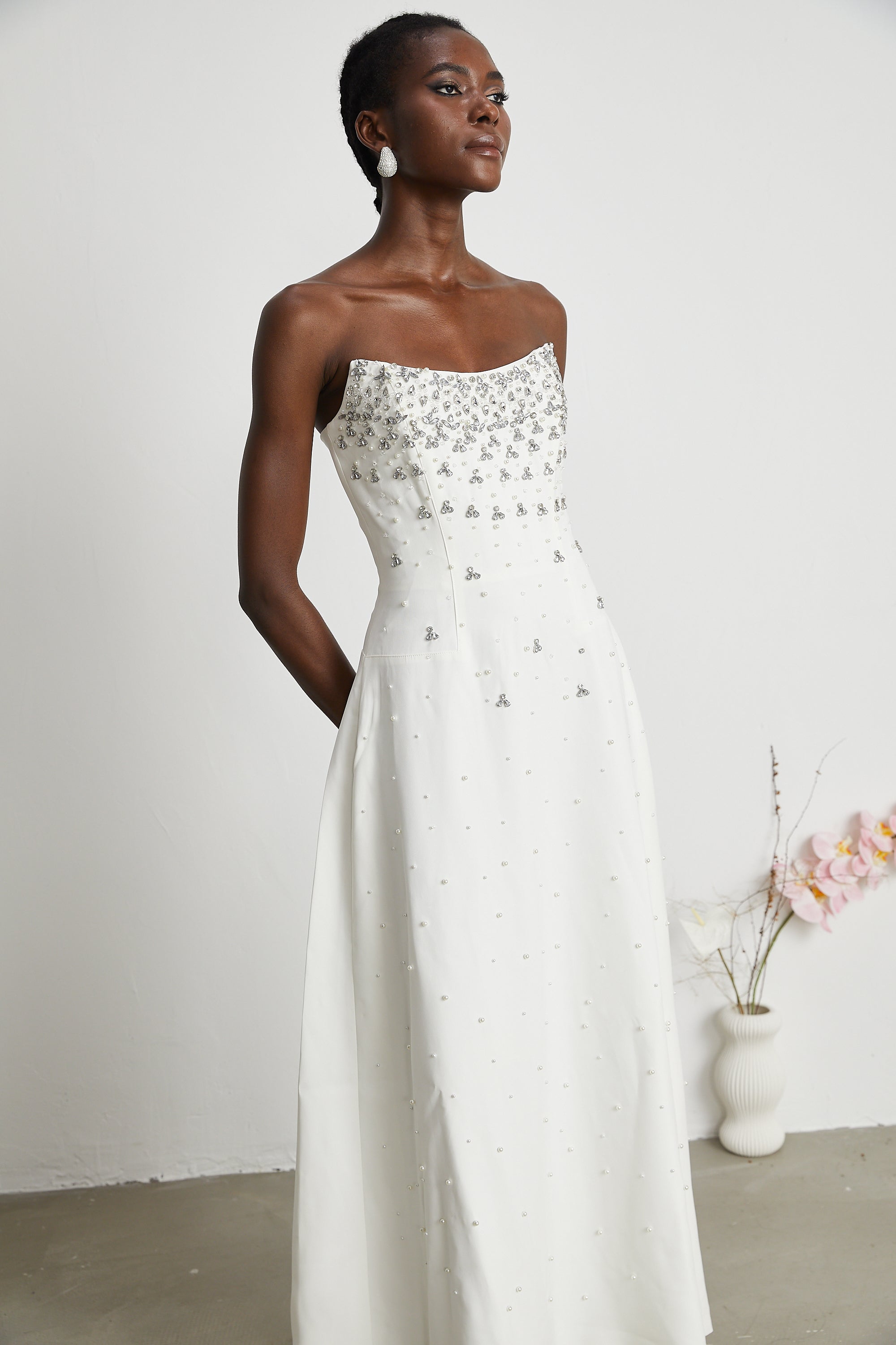 Melisande White Embellished Maxi Dress