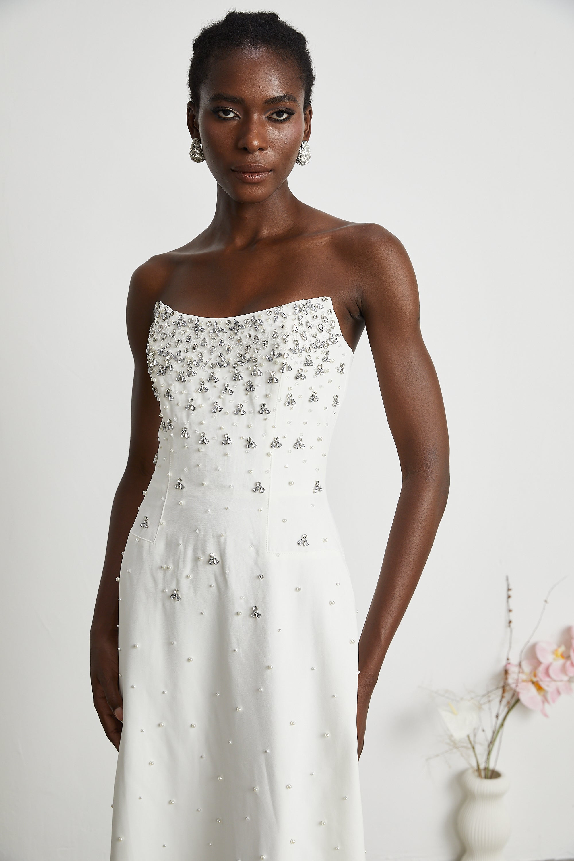 Melisande White Embellished Maxi Dress