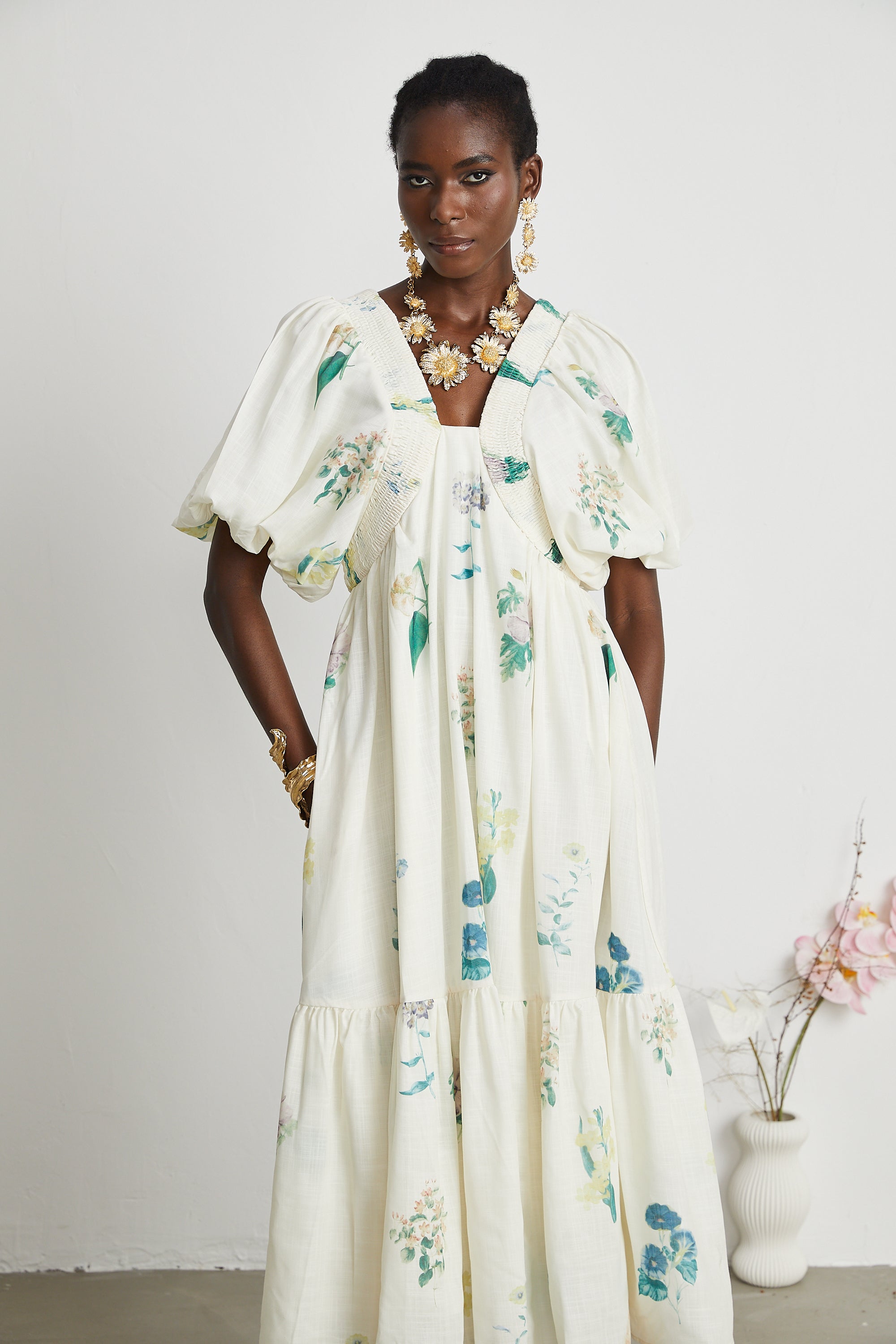 Cyrielle V-neck floral-print midi dress (Final Sale-US Only)