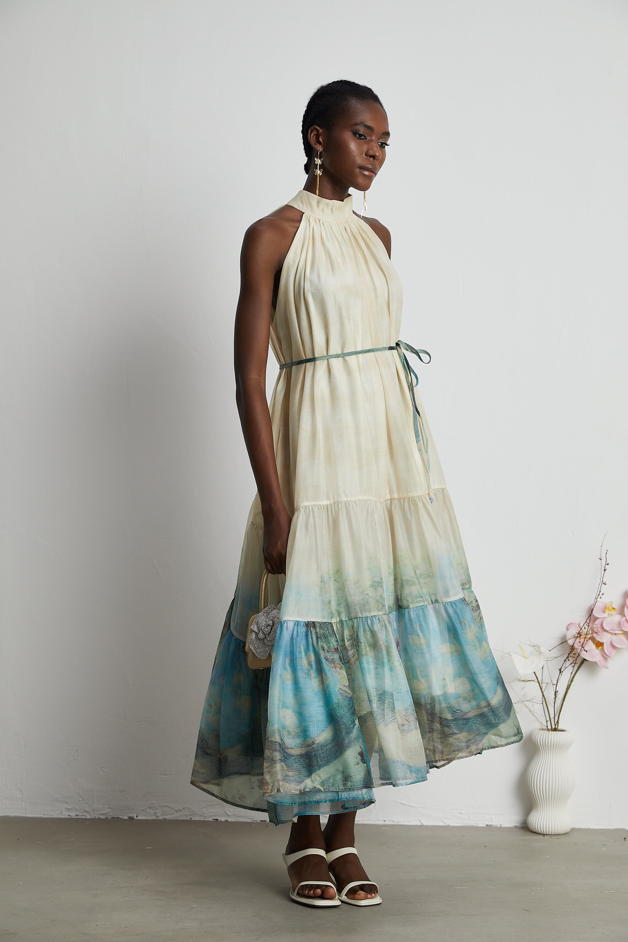 Delphine layered pattern-print midi dress (Final Sale)