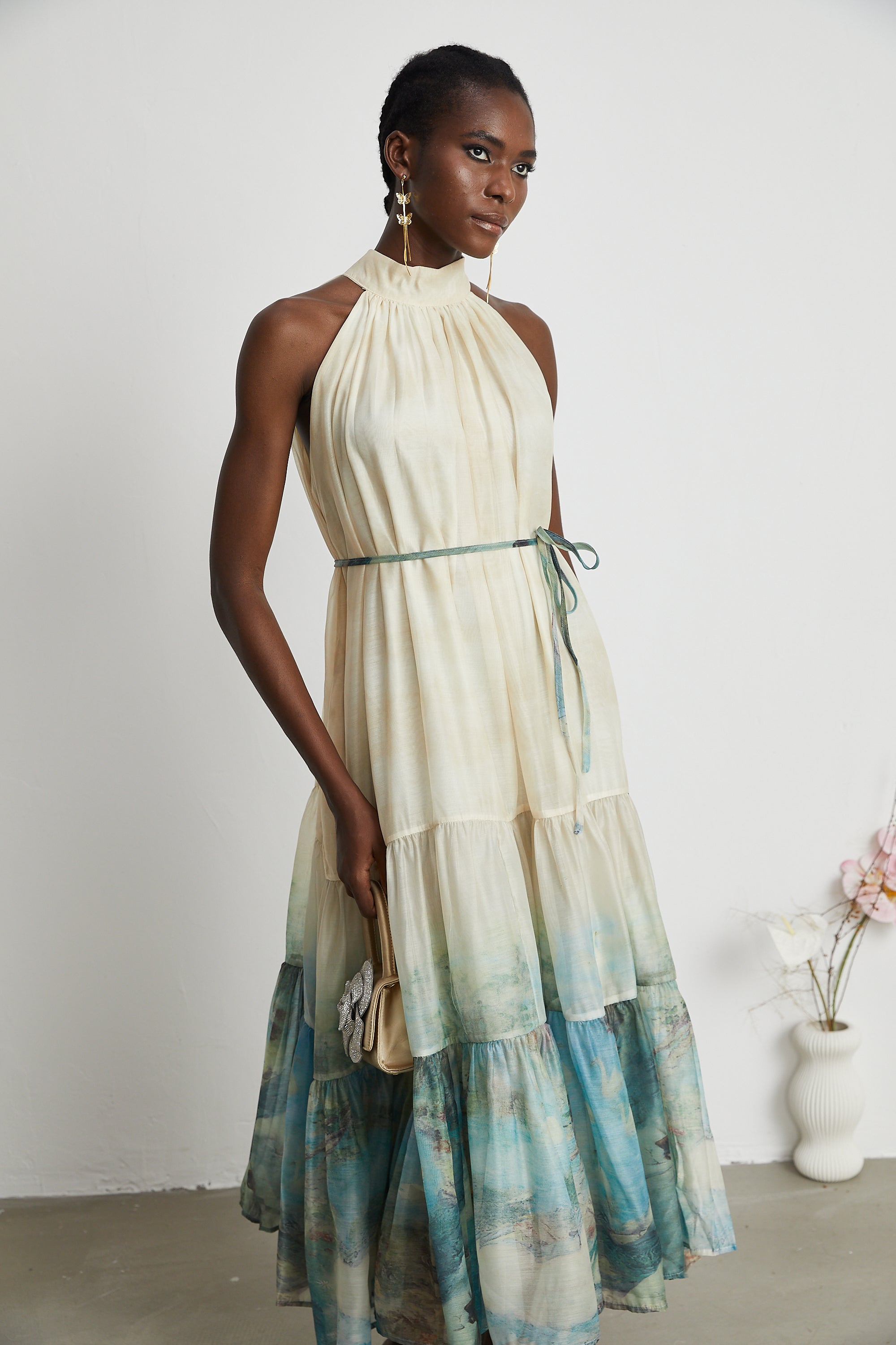 Delphine layered pattern-print midi dress (Final Sale)