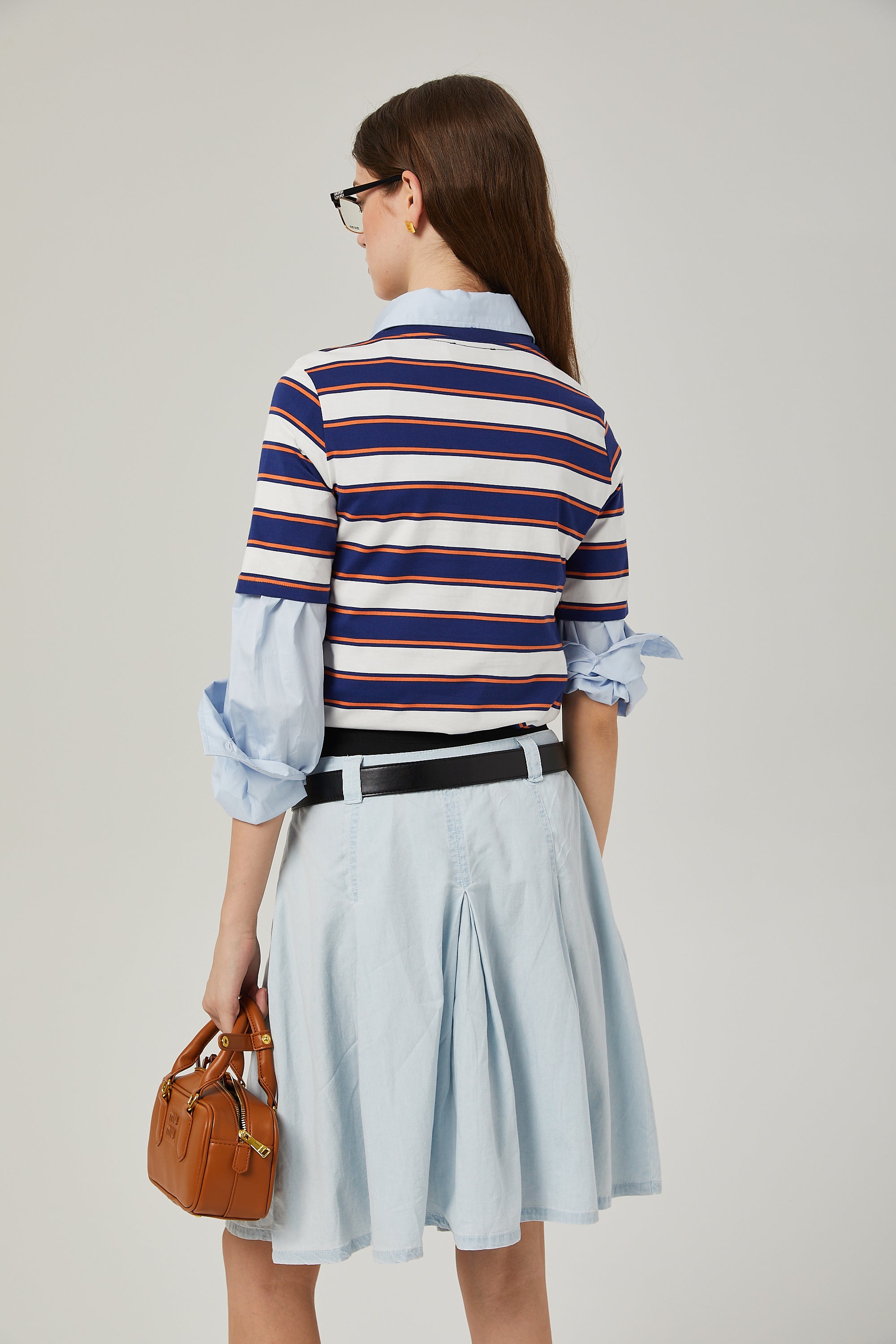 Jupe plissée en chambray Marina (Vente définitive - États-Unis uniquement)