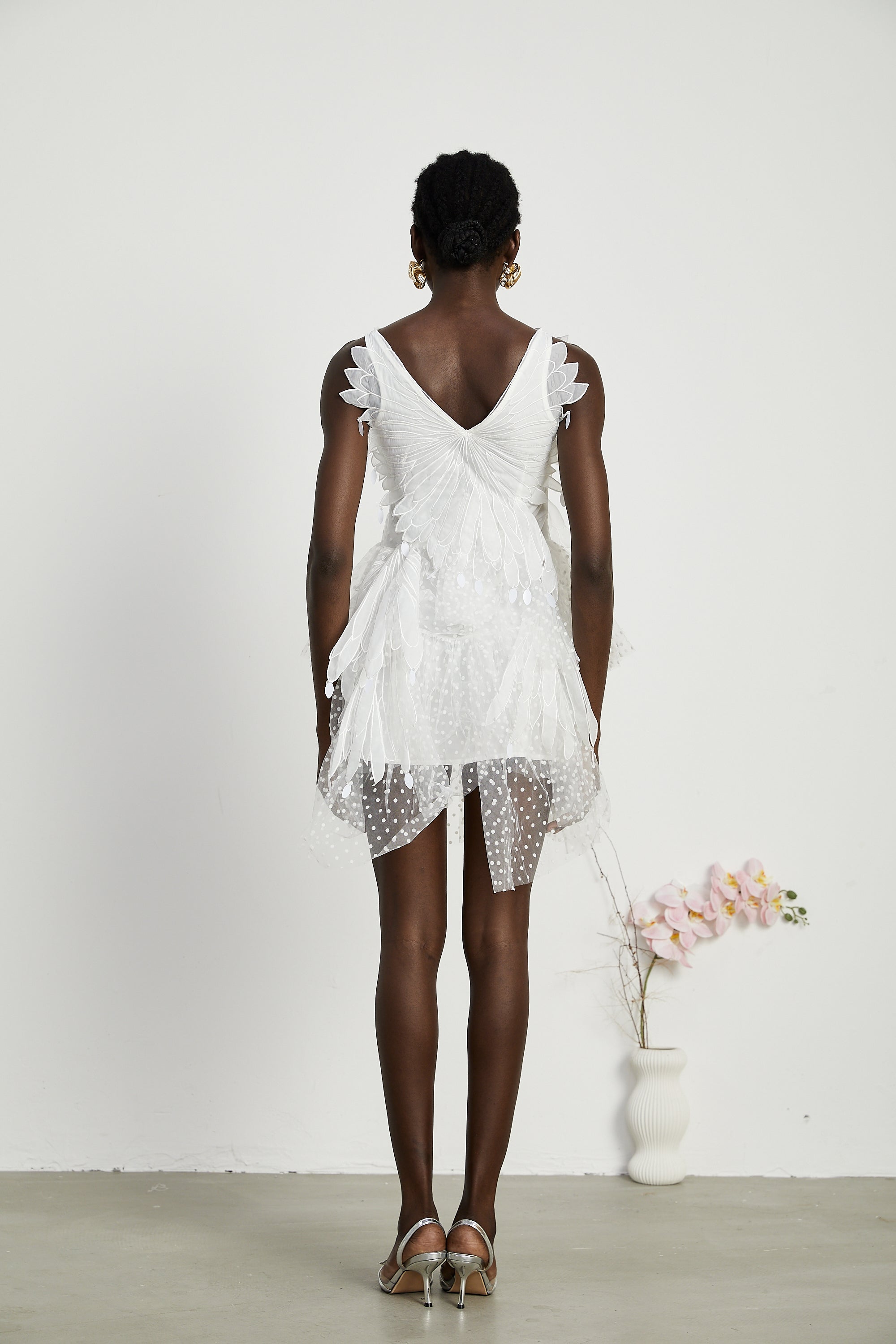 Françoise feather-embellished pleated mini dress (Final Sale)