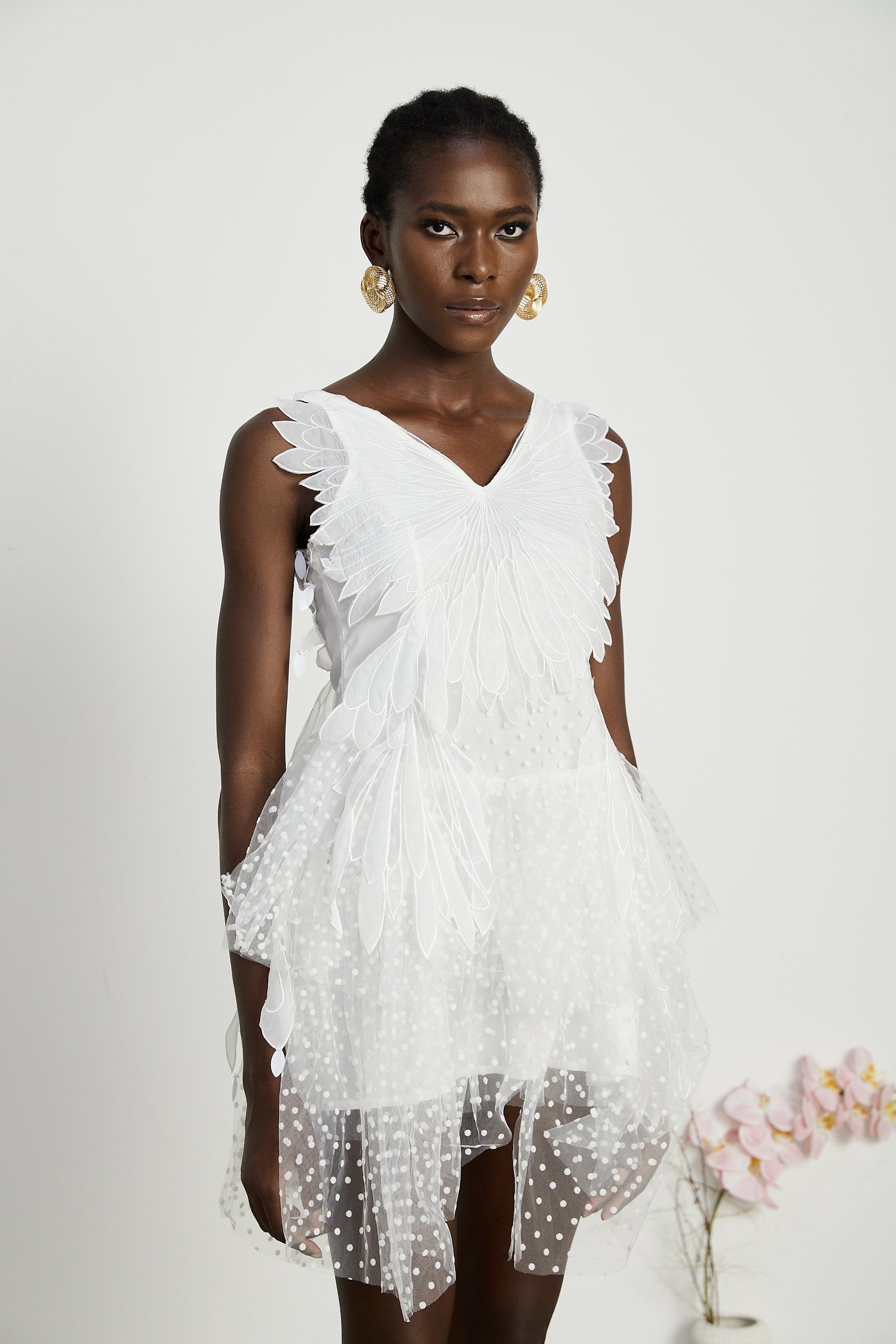 Françoise feather-embellished pleated mini dress (Final Sale)