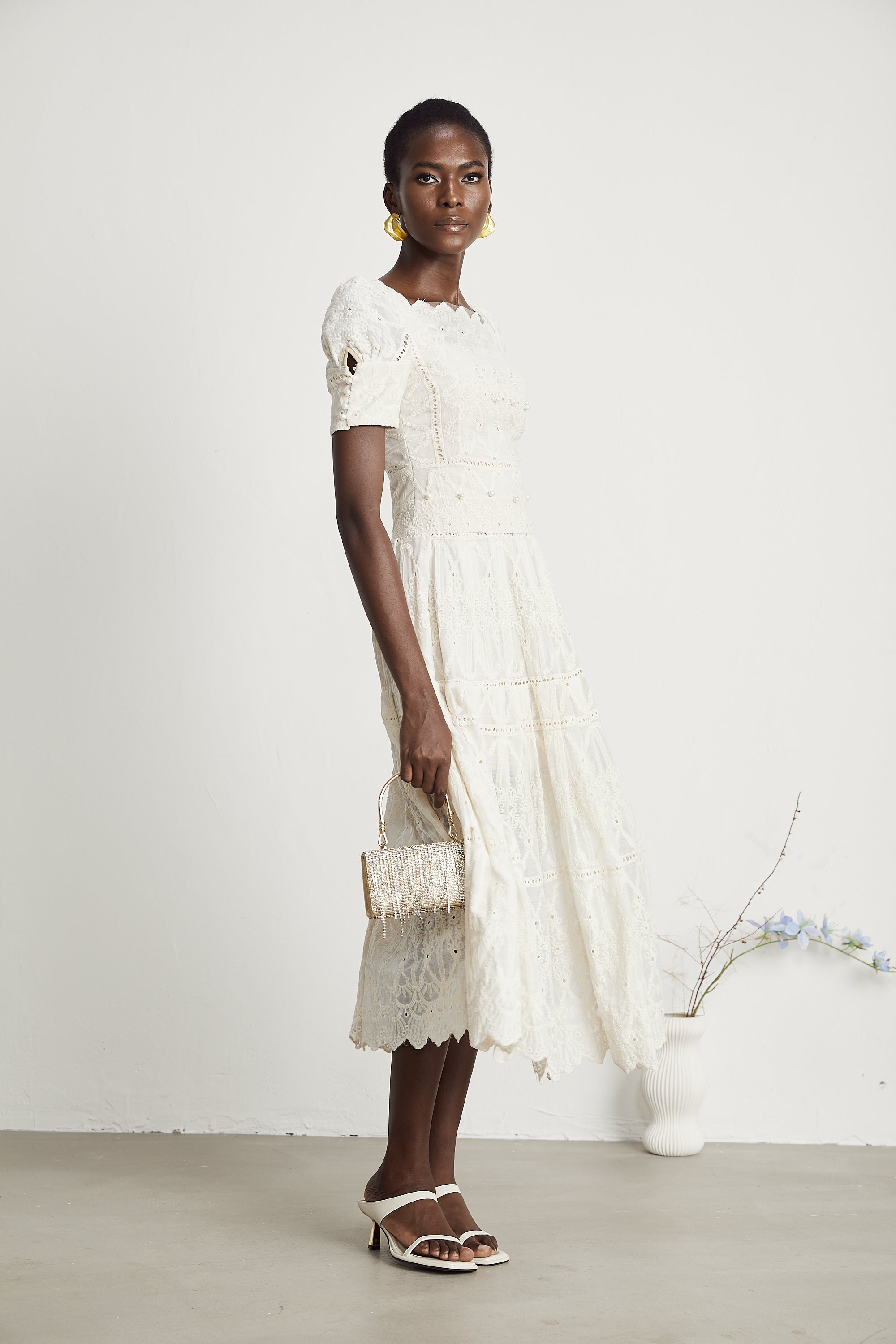 Anaïs faux-pearl embellished cut-out midi dress(Final Sale-US Only)