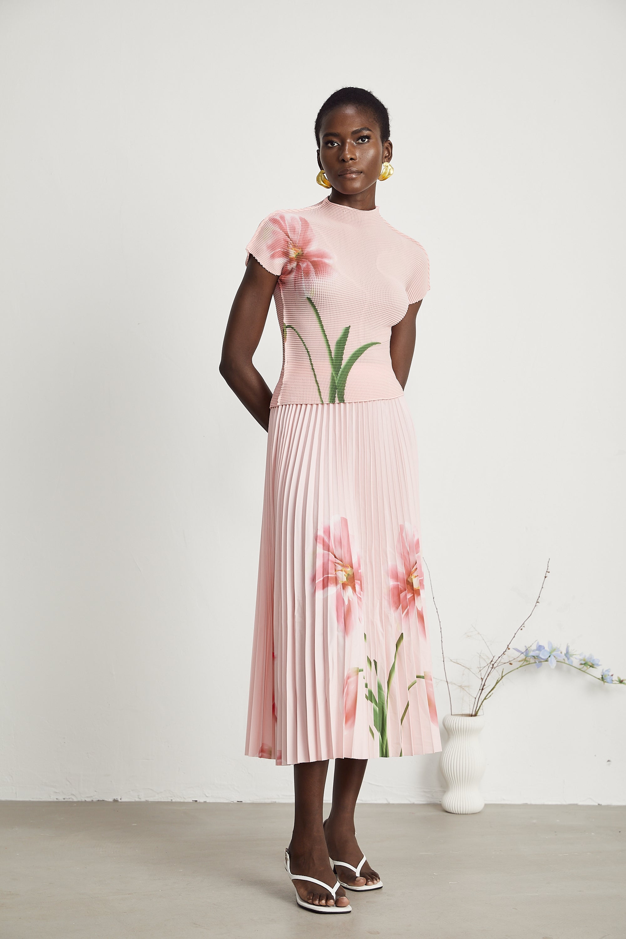 Justine floral-print stretch top & skirt matching set (Final Sale)