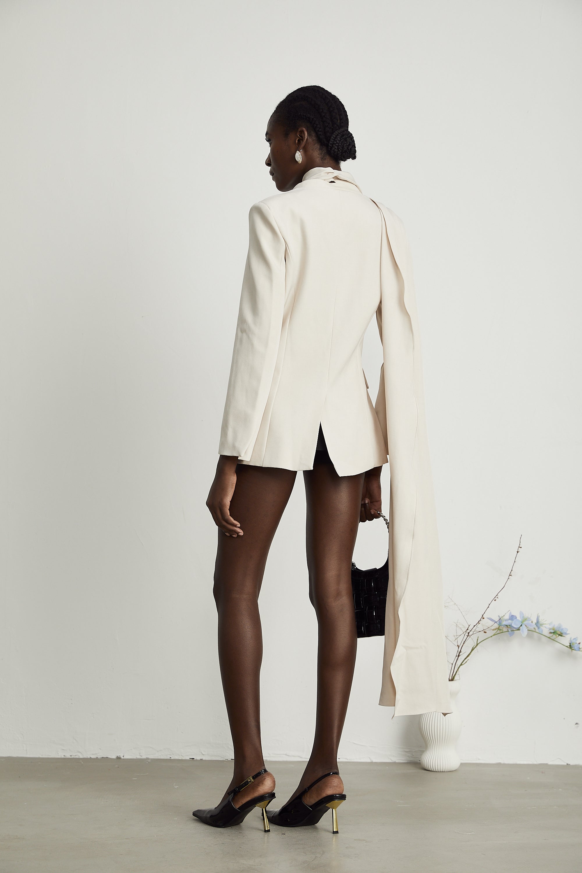 Coralie shawl-detailed jacket in Neutrals (Final Sale-US Only)