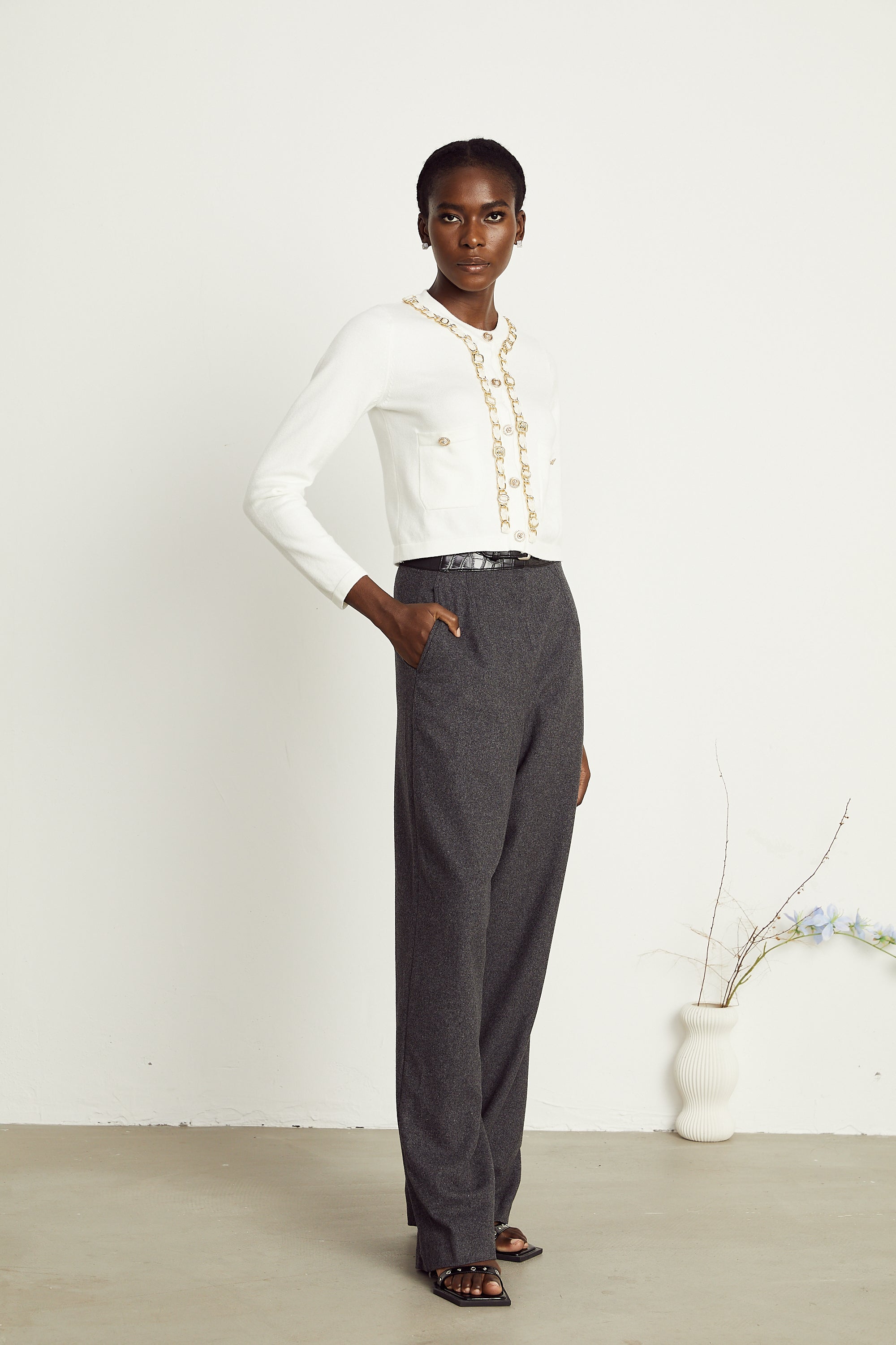 Karine chain-link knitted cardigan (Final Sale-US Only)