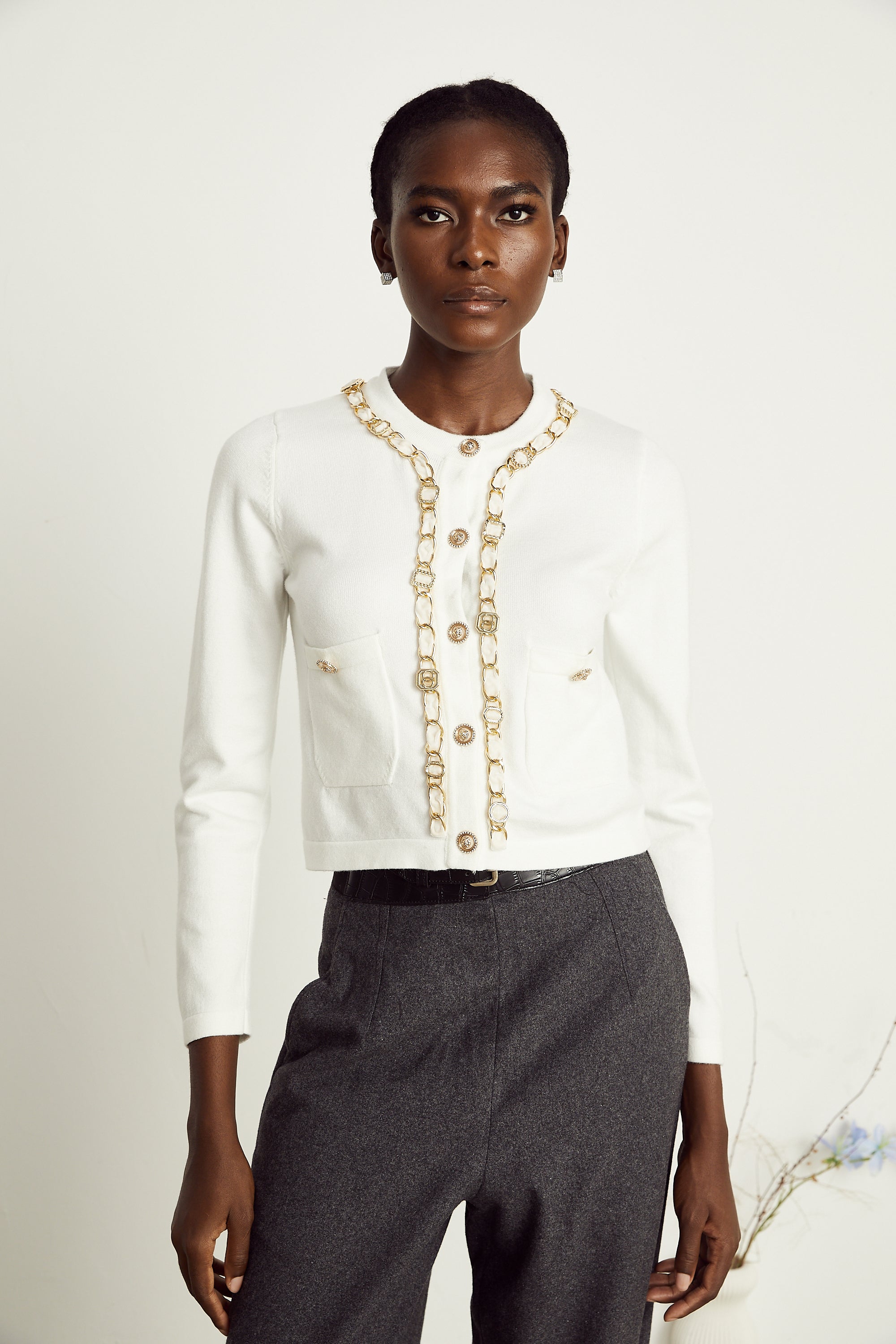 Karine chain-link knitted cardigan (Final Sale-US Only)