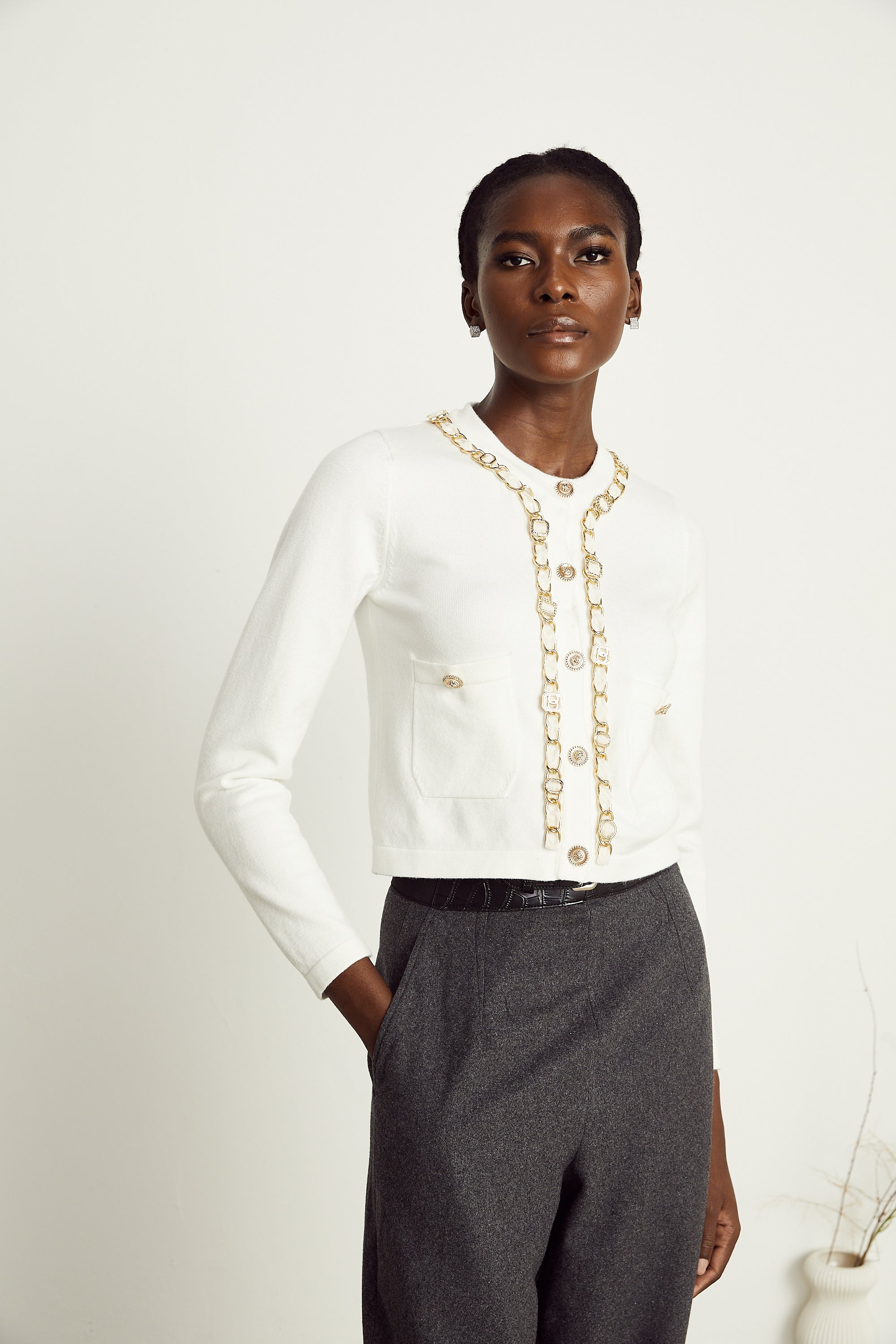Karine chain-link knitted cardigan (Final Sale-US Only)