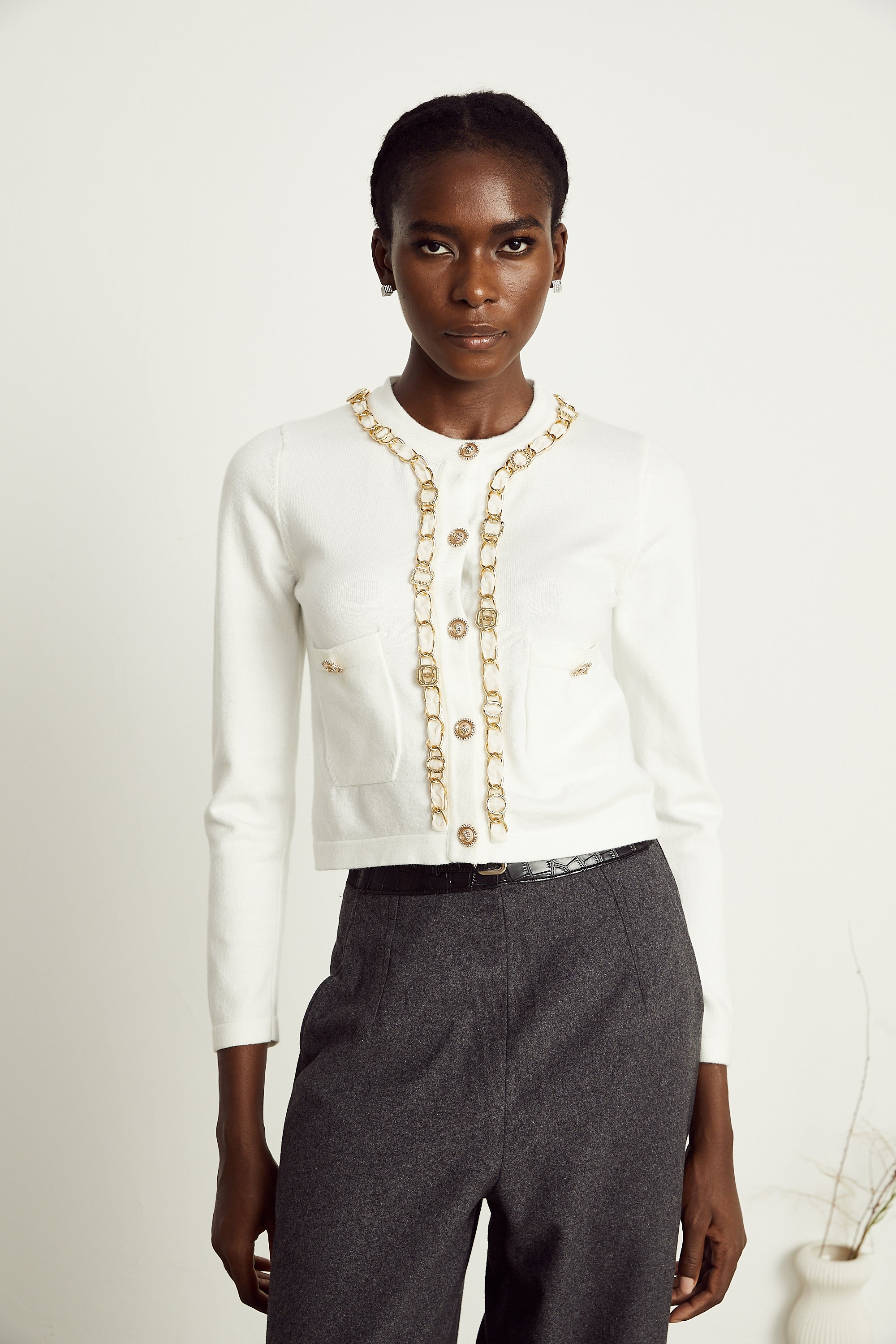 Karine chain-link knitted cardigan (Final Sale-US Only)