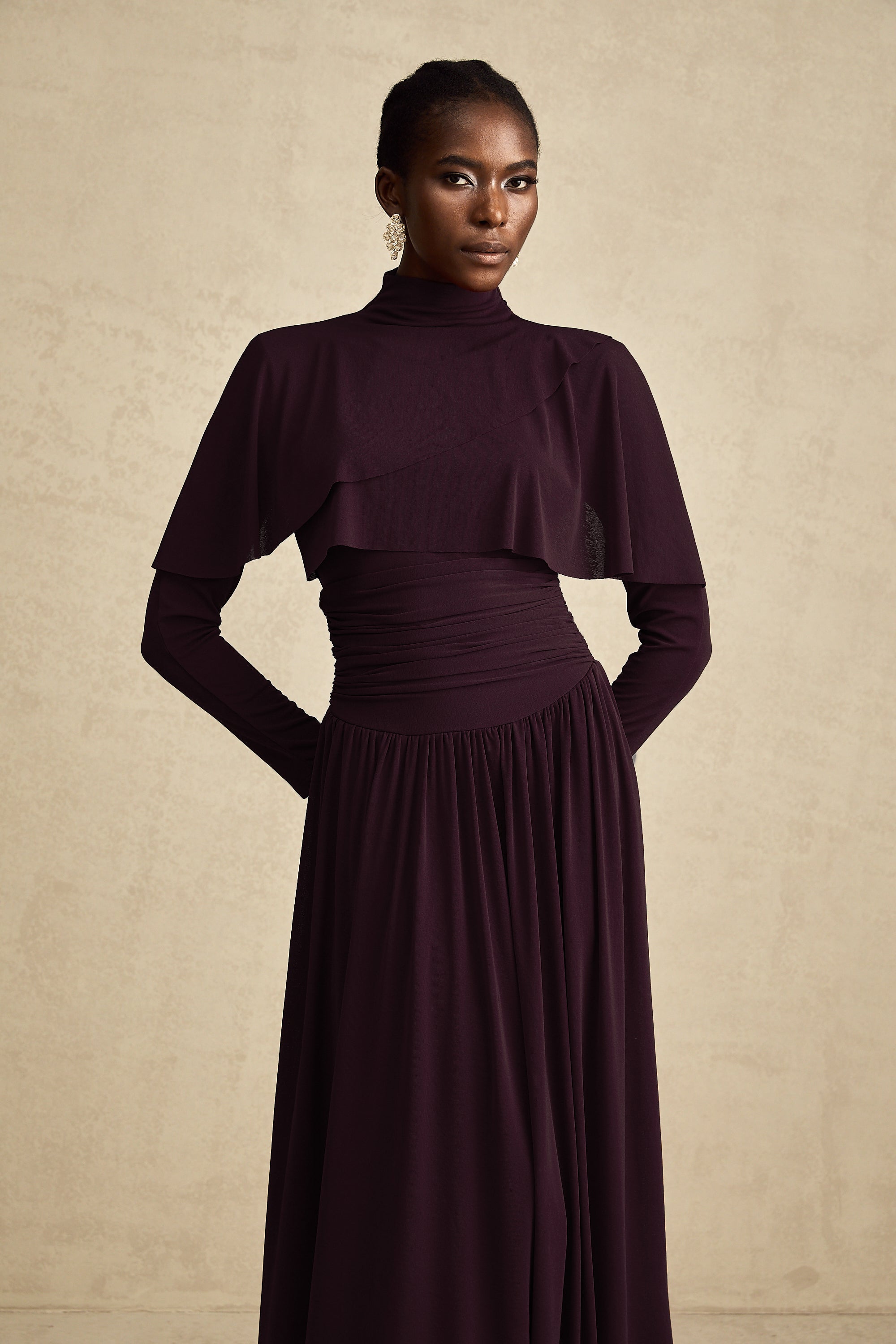 Camille Red Ruched Midi Dress with Flap Design Detail (Final Sale-US Only)