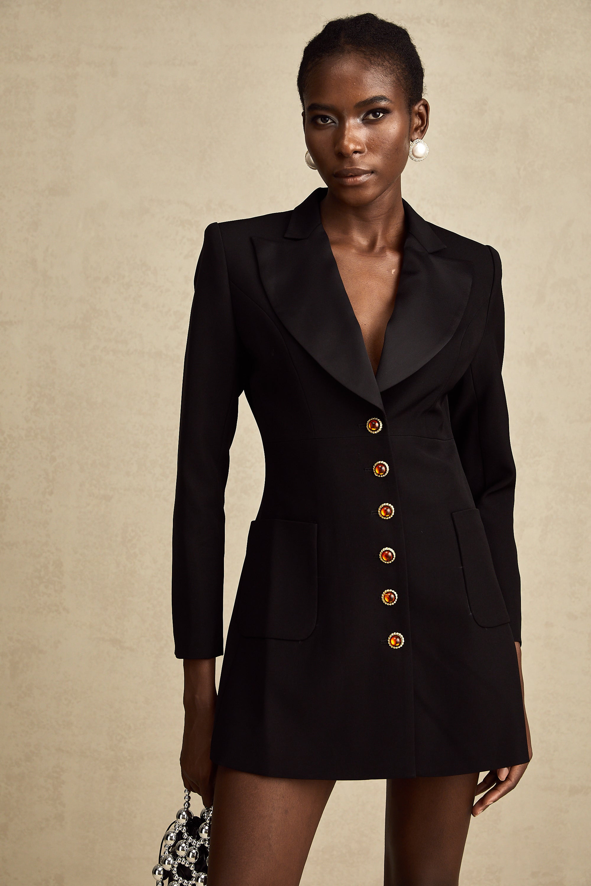 Aurore black single-breasted blazer dress (Final Sale)