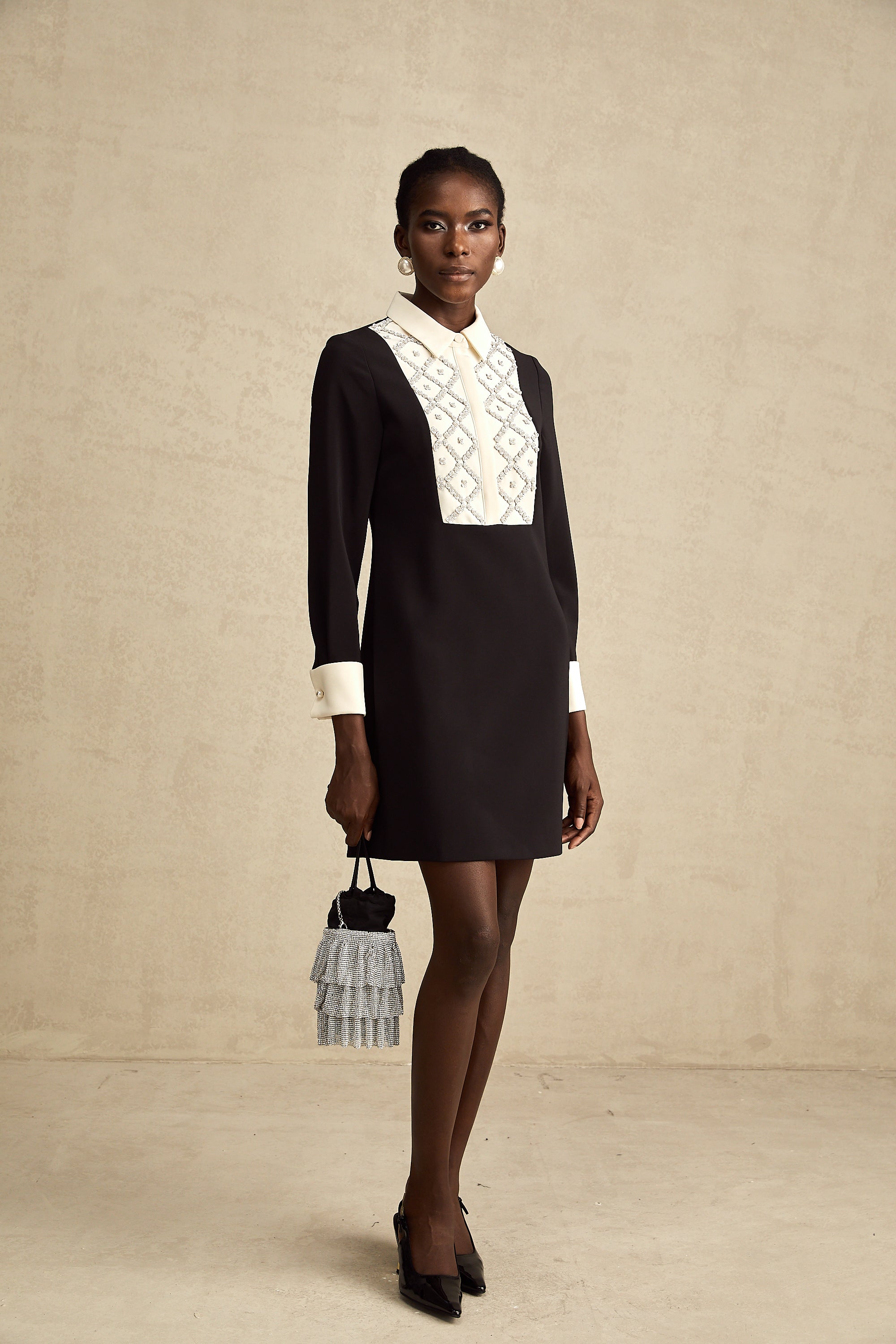 Esmée Two Tone Embellished Mini Dress (Final Sale)