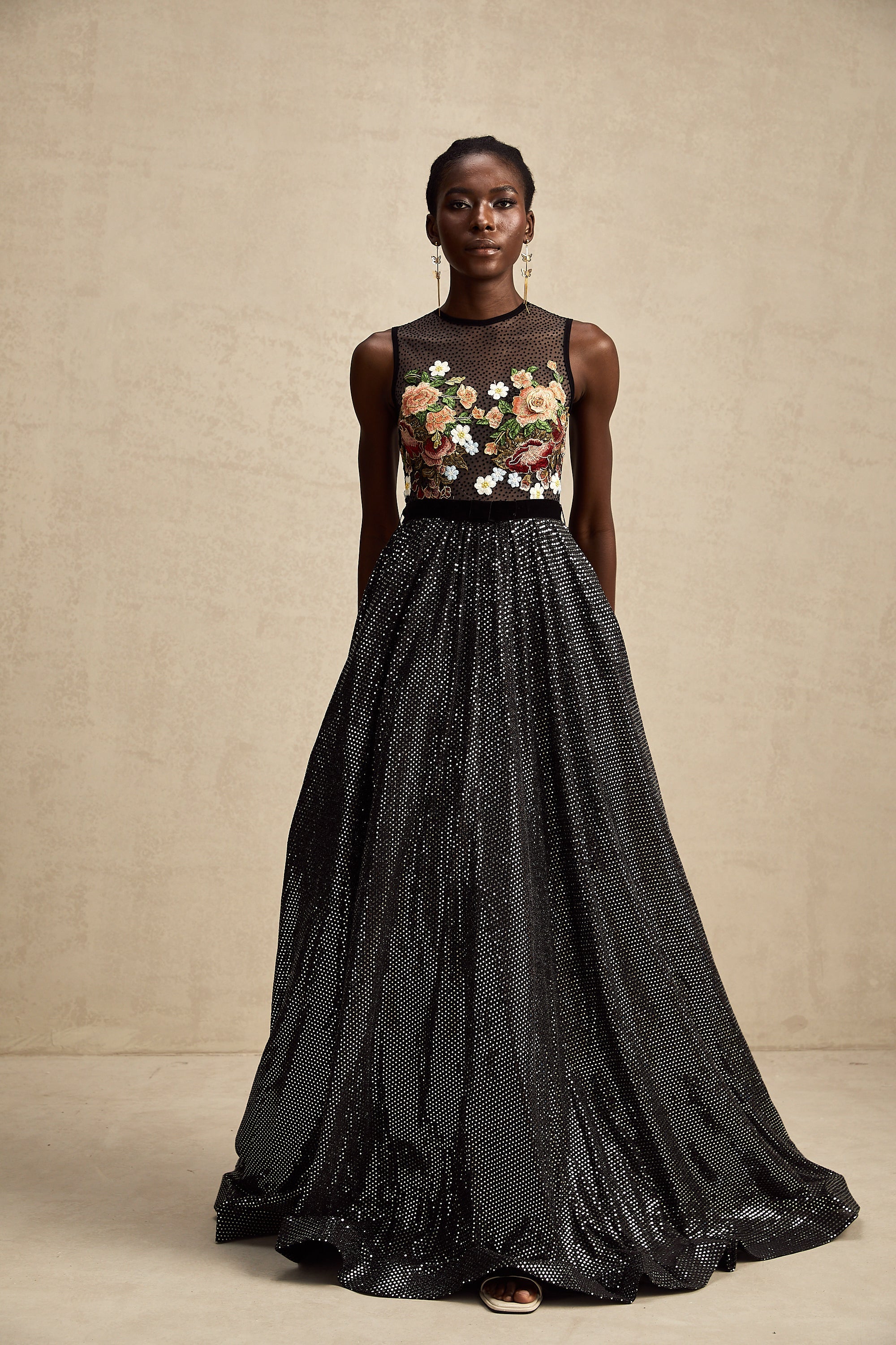 Agathe floral embroidered embellished maxi dress (Final Sale)