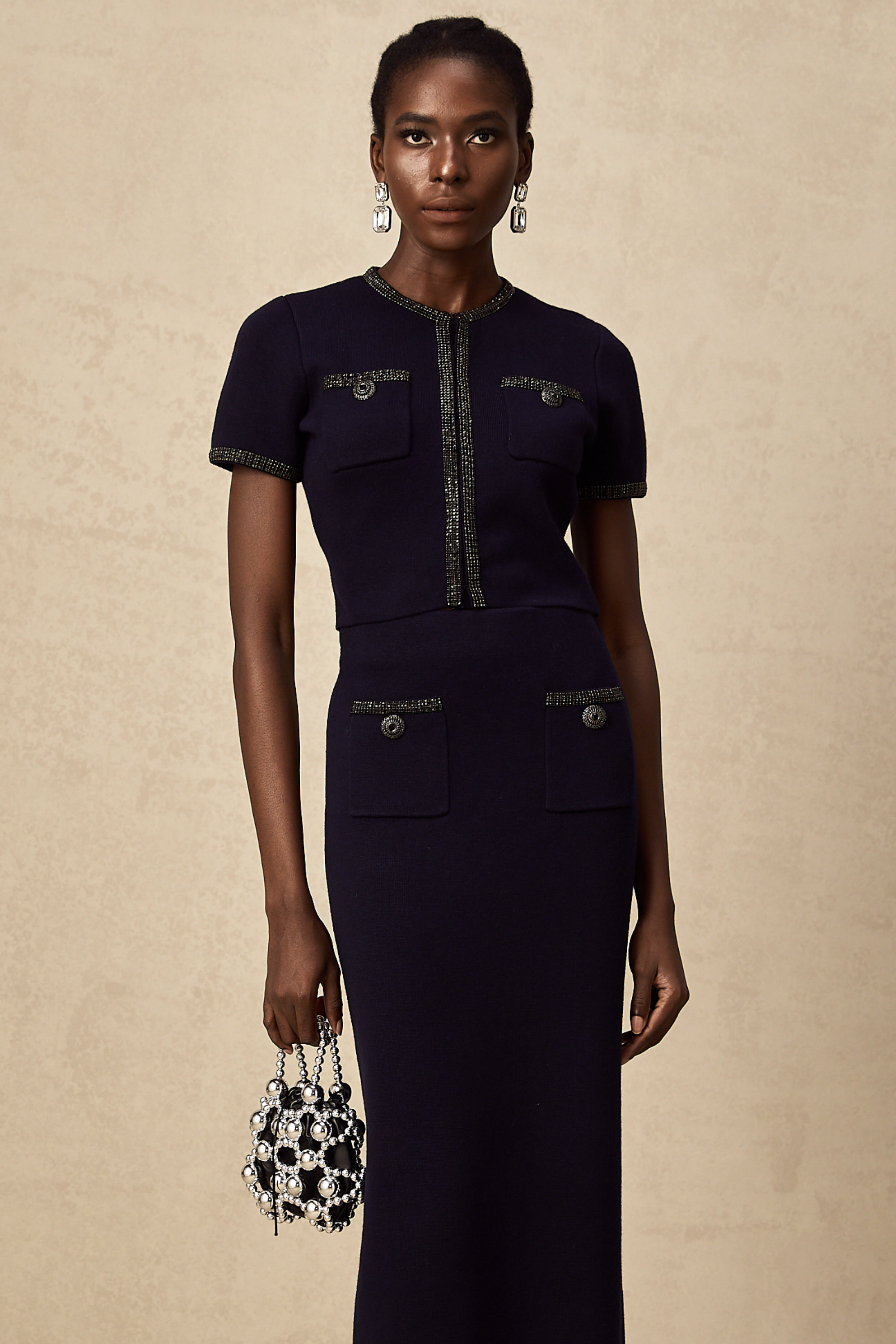 Aïda embellished ribbed-knit top & skirt matching set (Final Sale-US Only)