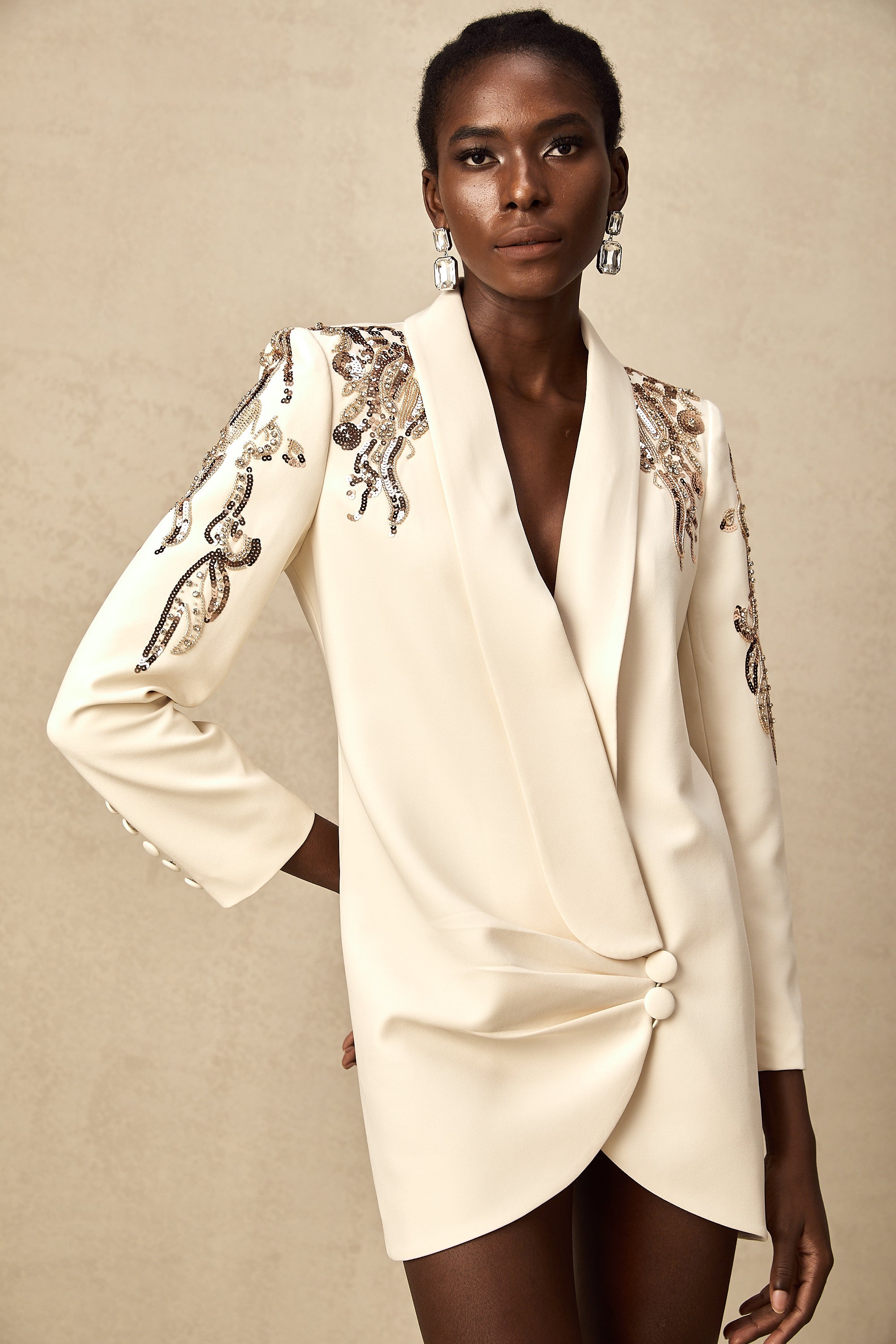 Éléna Embellished Sequined Blazer Dress
