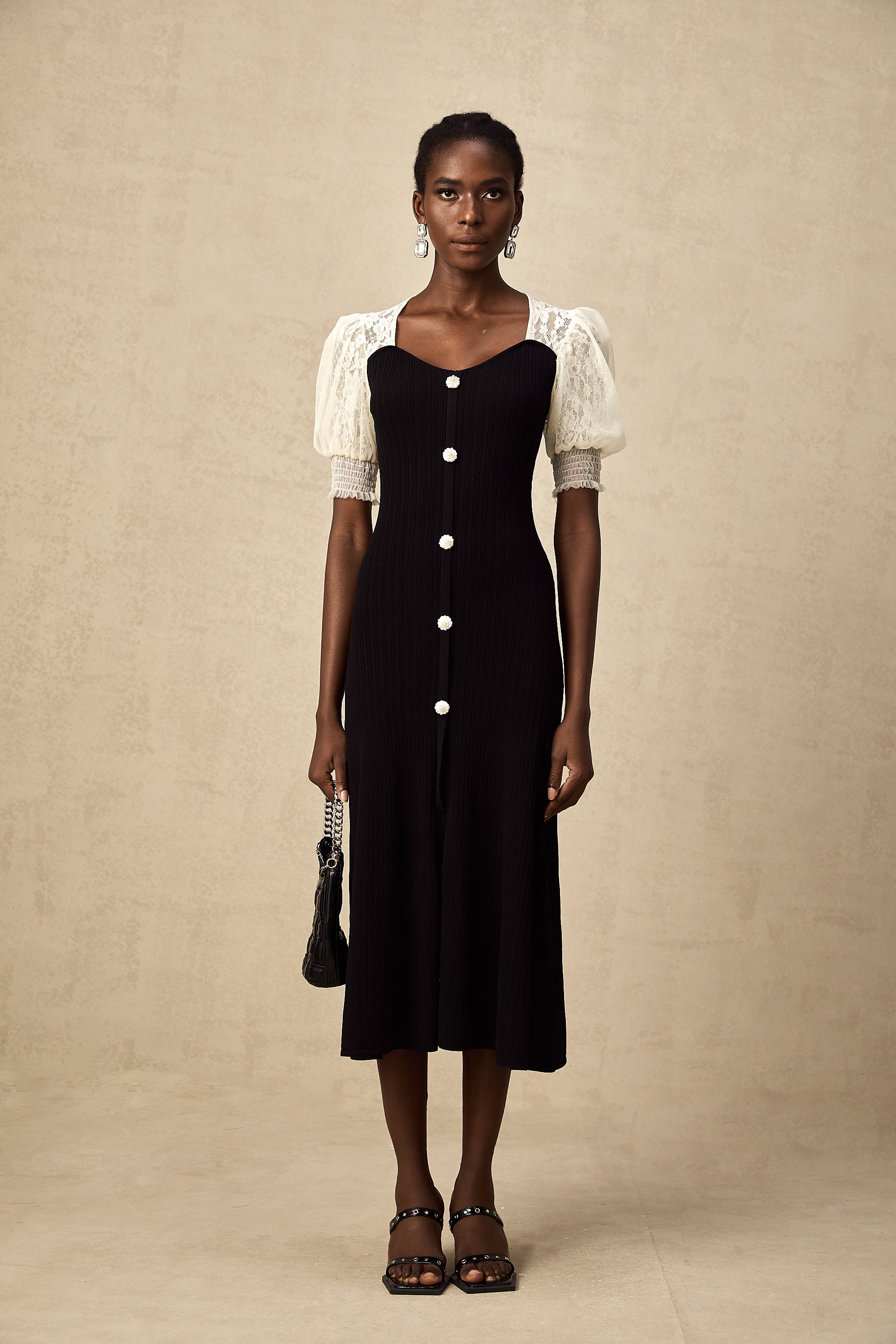 Noa lace-trimmed knit midi dress (Final Sale-US Only)