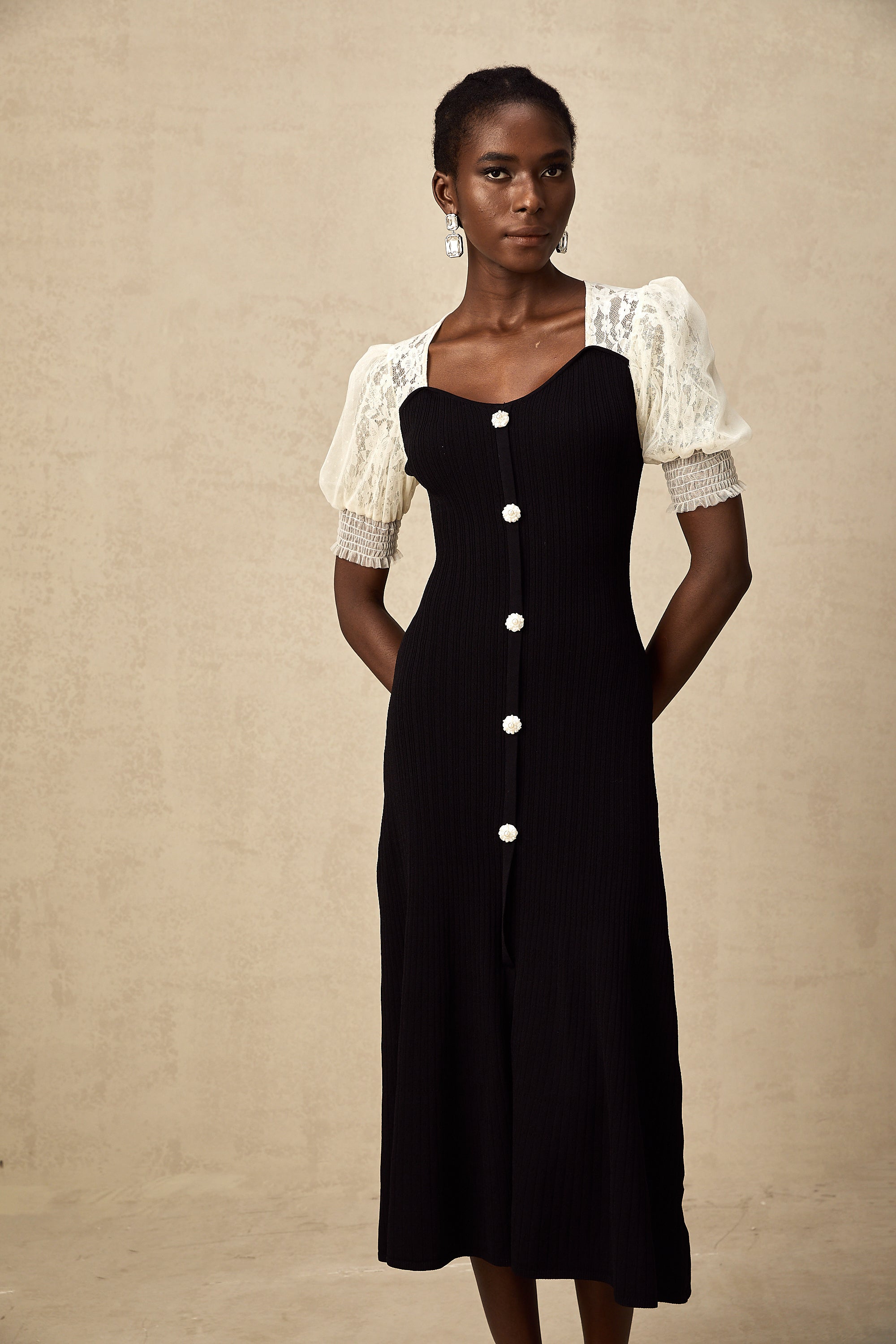 Noa lace-trimmed knit midi dress (Final Sale-US Only)