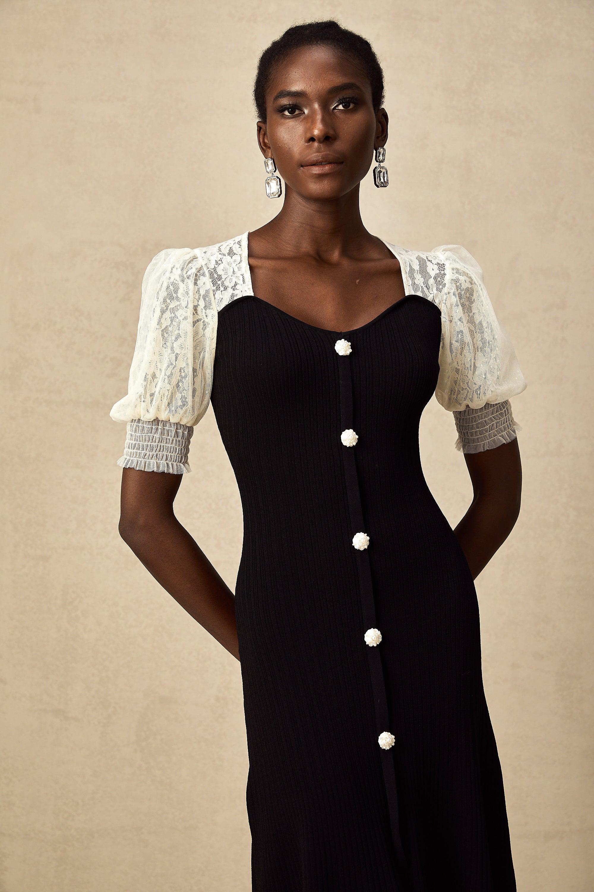 Noa lace-trimmed knit midi dress (Final Sale-US Only)