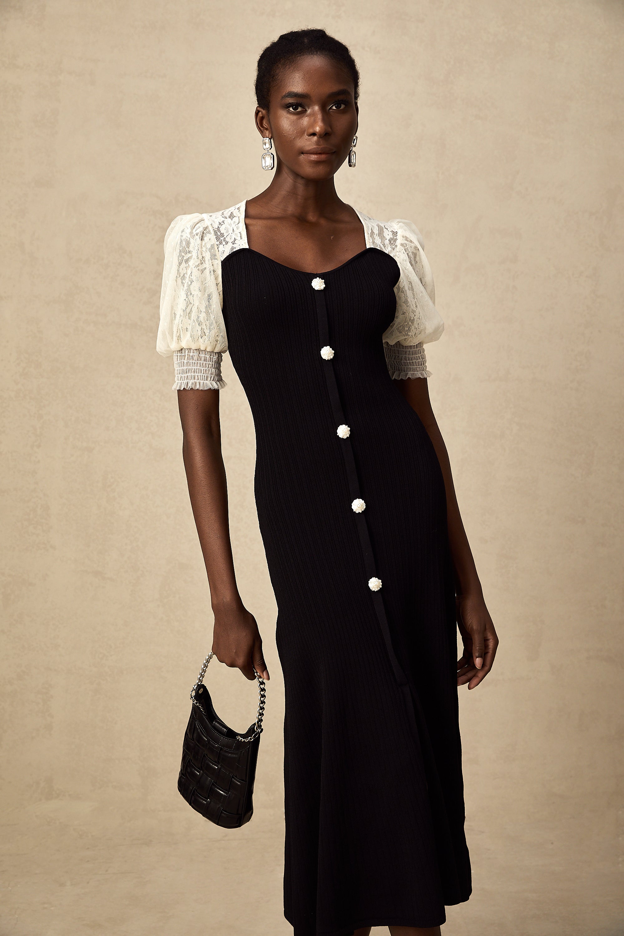 Noa lace-trimmed knit midi dress (Final Sale-US Only)