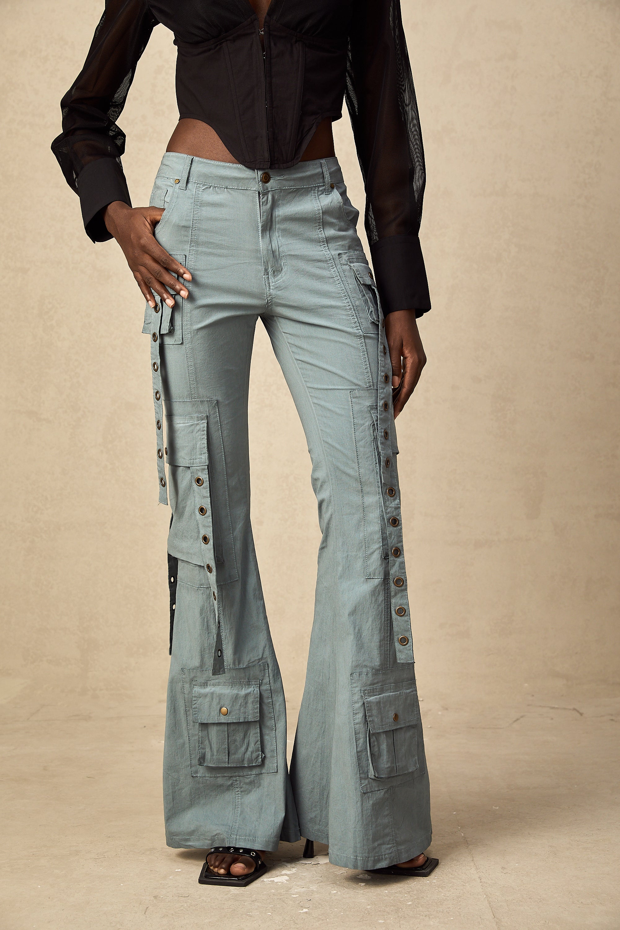 Mila belt-loop flared cargo trousers (Final Sale)