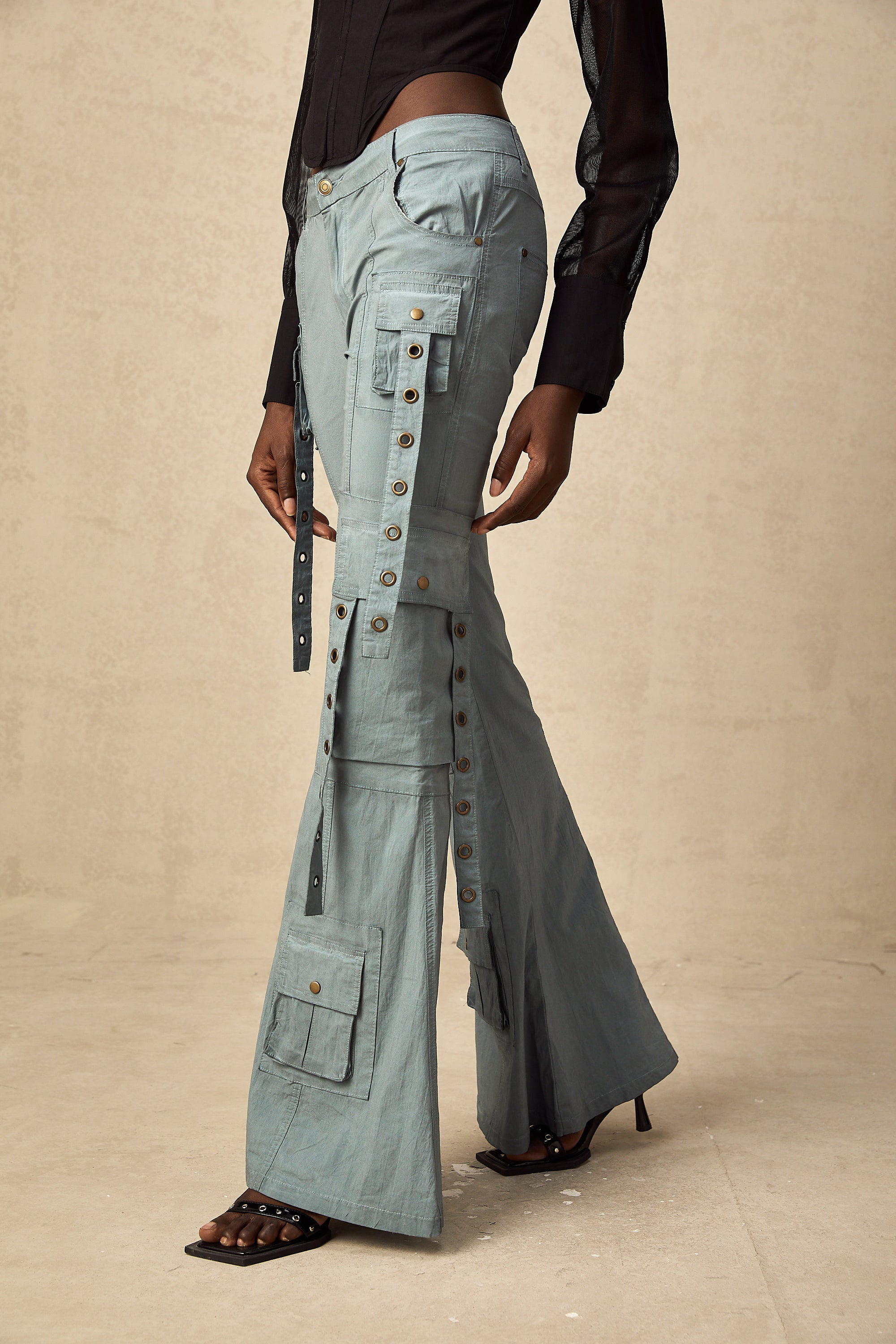 Mila belt-loop flared cargo trousers (Final Sale)