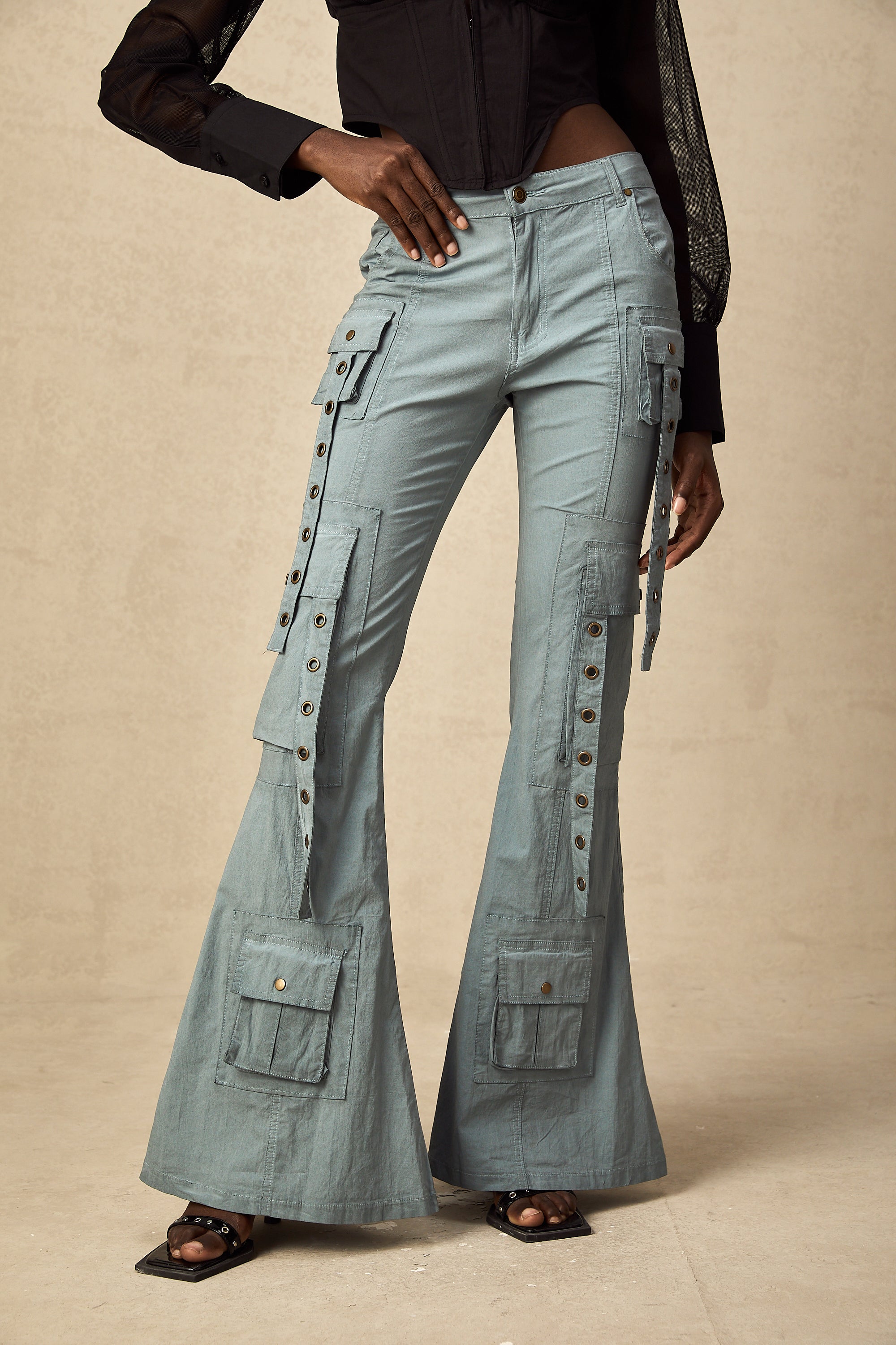 Mila belt-loop flared cargo trousers (Final Sale)