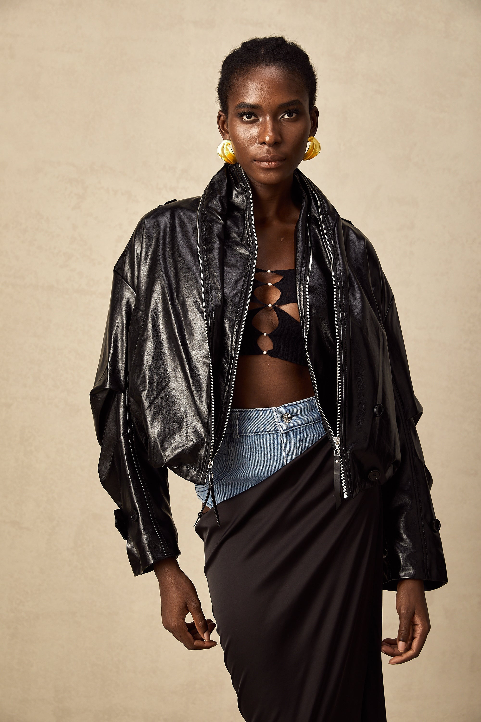 Virginie quilted cropped leather jacket (Final Sale)