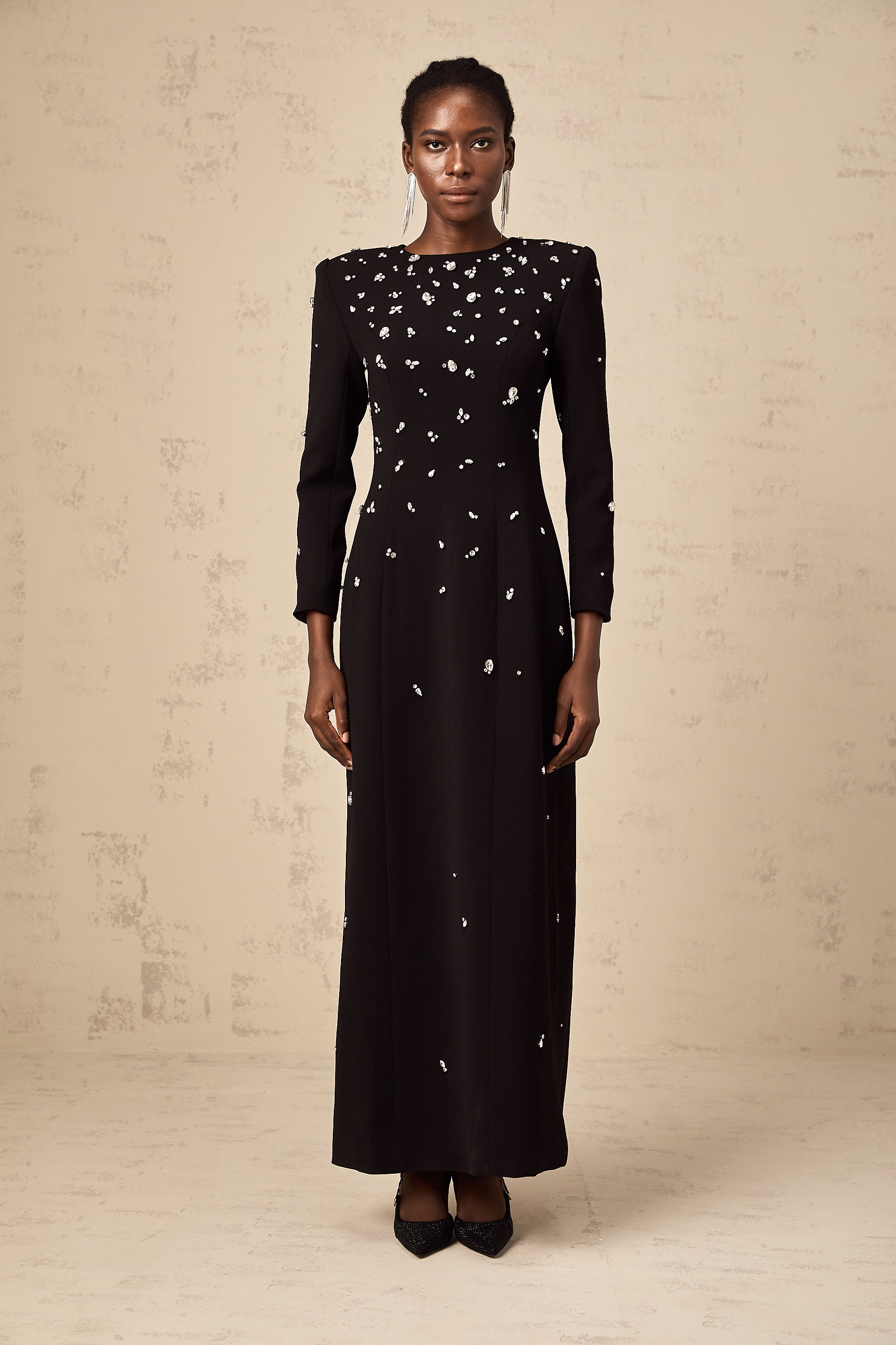 Imelda black crystal-embellished maxi dress (Final Sale)